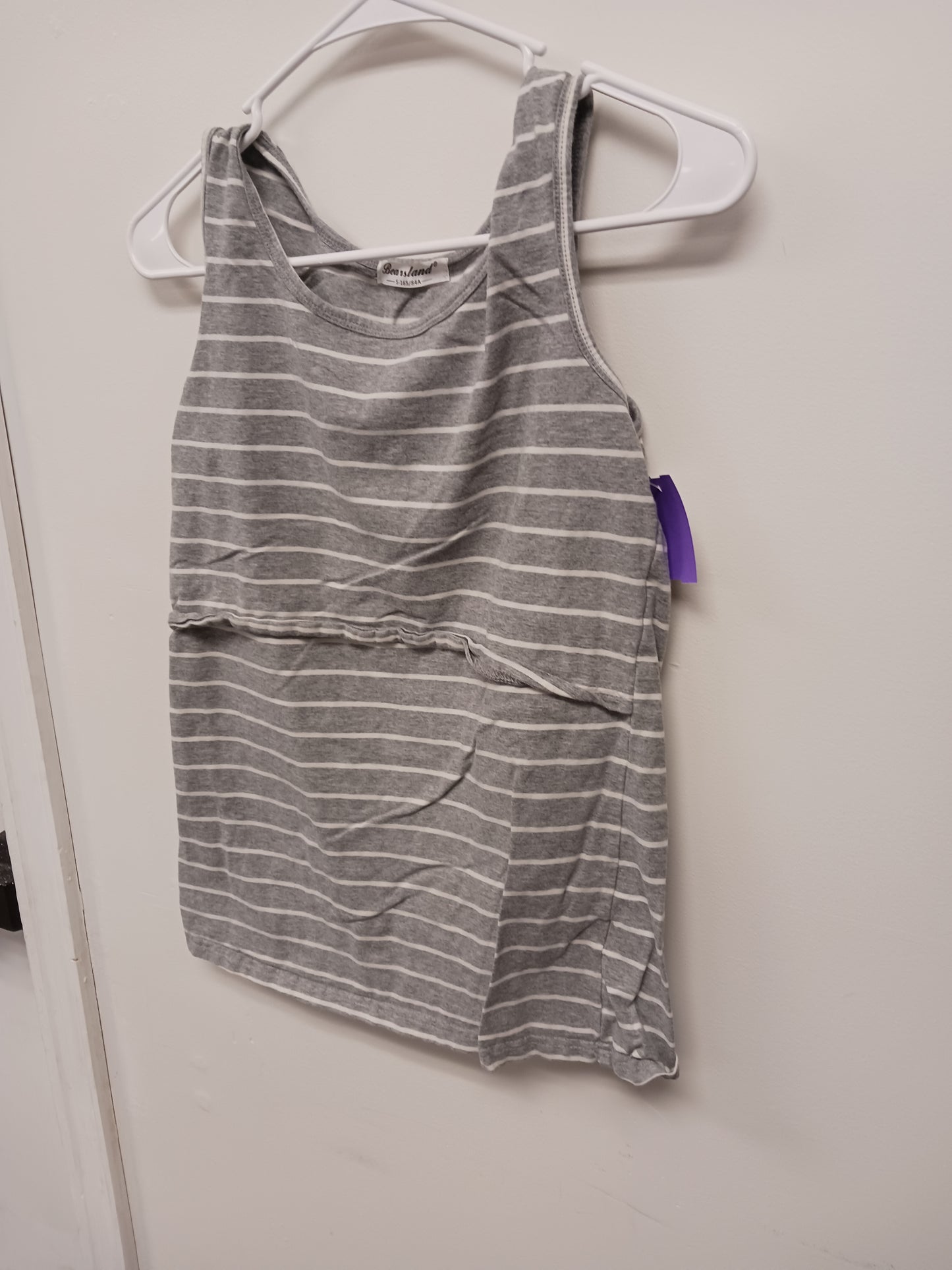 Grey/White Striped Bearsland Nursing Tank Top, Small