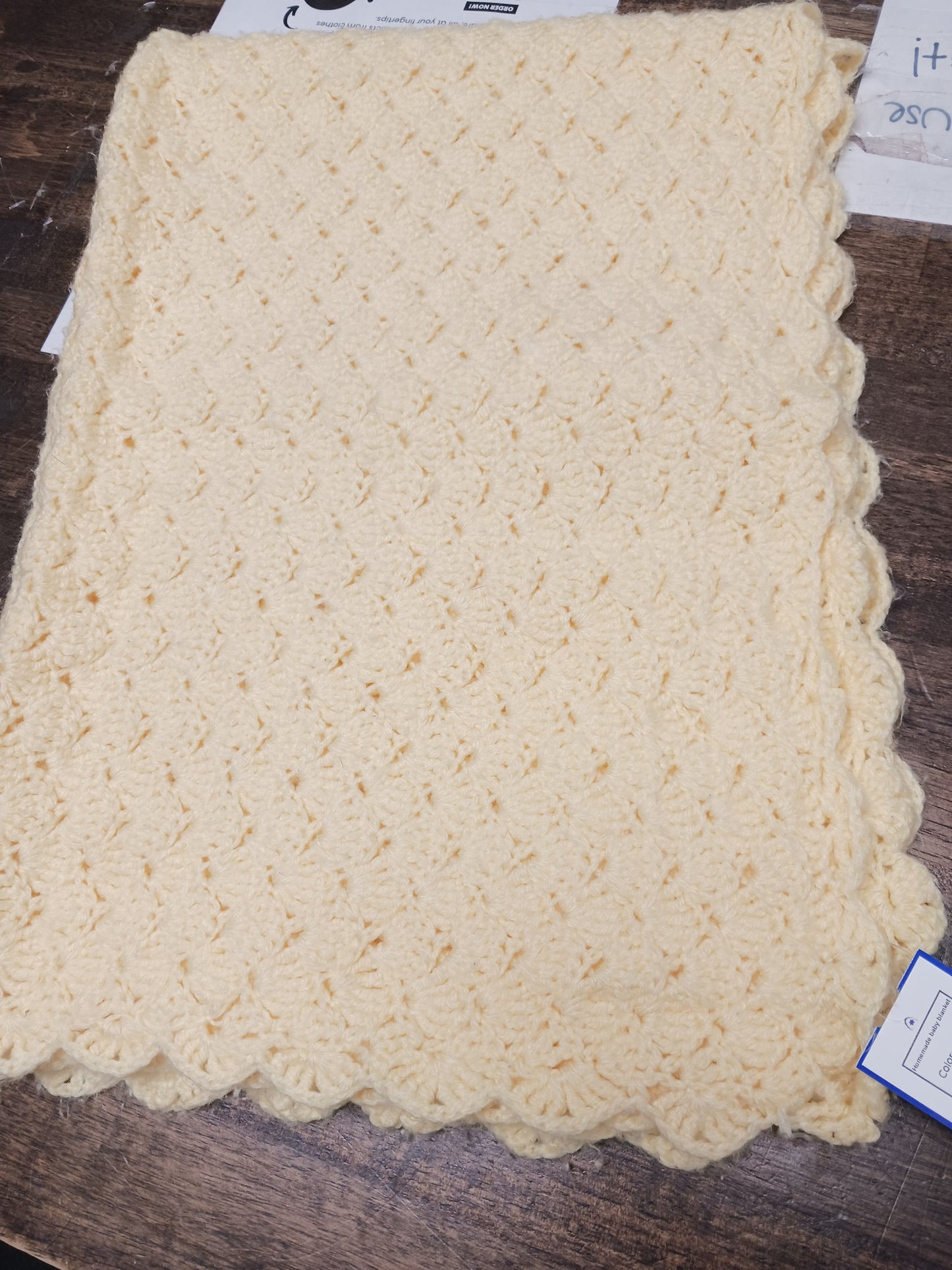 yellow Homemade baby blanket
