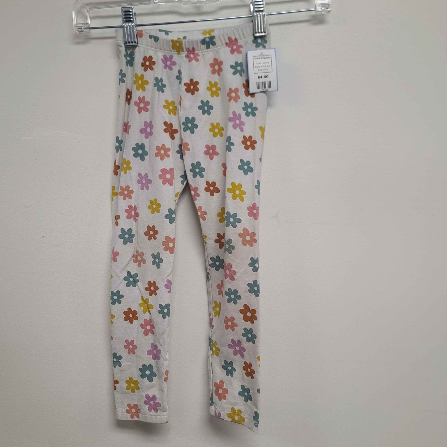 white Cat & Jack Flower Leggings, 4T G