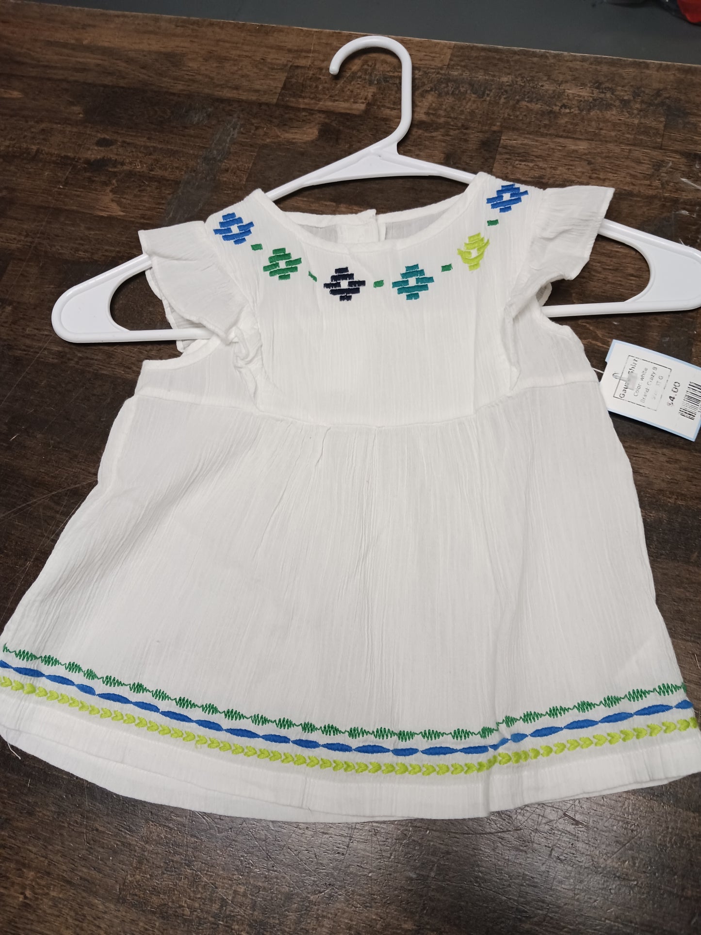 white Crazy 8 Gauze Shirt, 3T G
