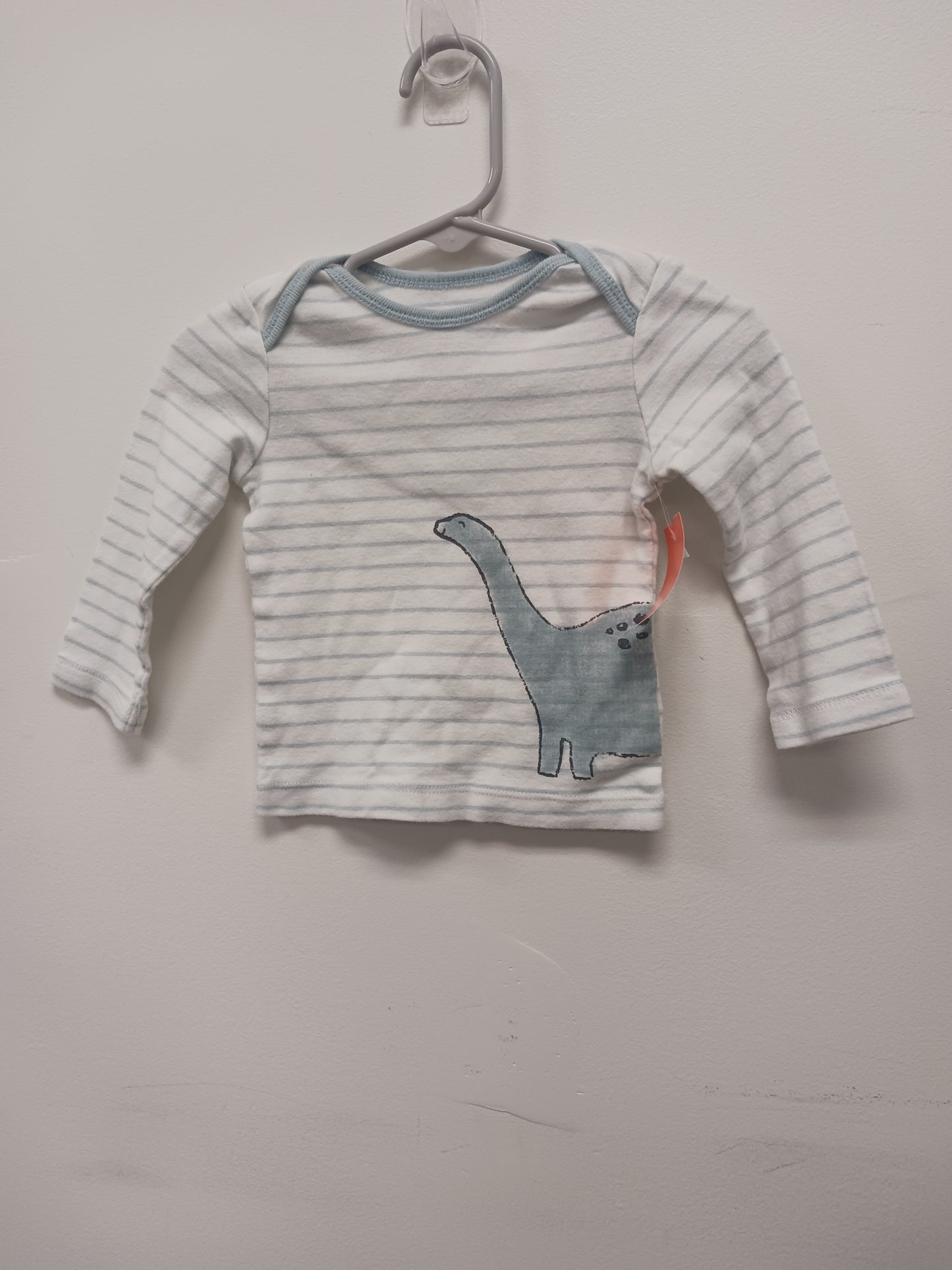 white/blue Carters Long sleeve Striped Dinosaur Shirt, 9M B