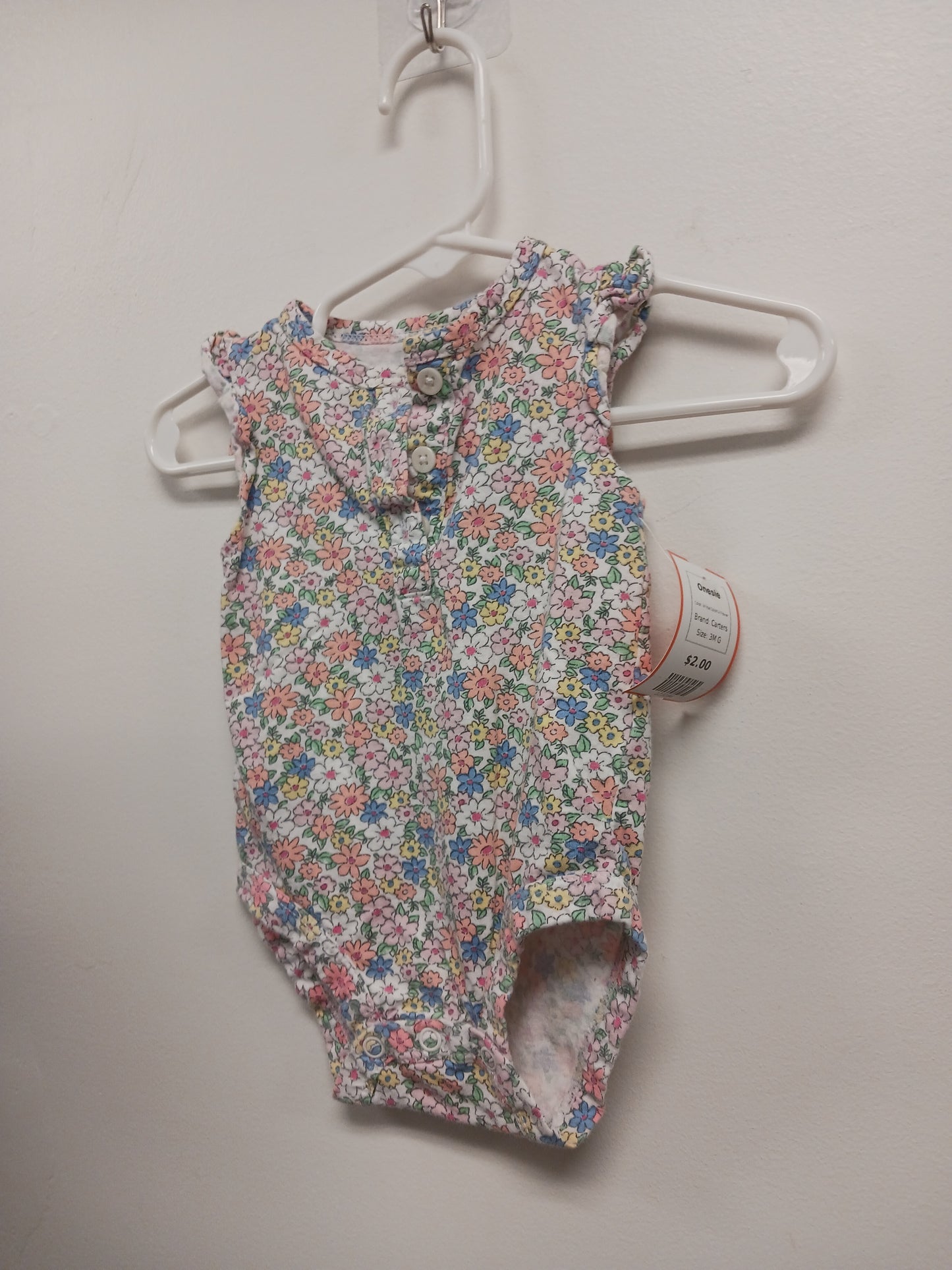 White/Colorful Flower Carters Onesie, 3M G