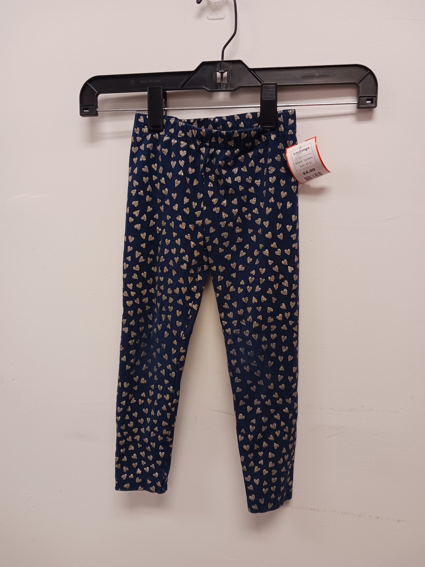Navy/Gold Hearts Carters Leggings, 4T G