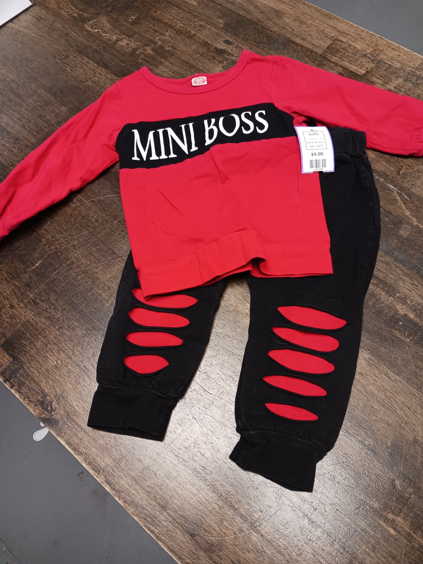 Red/Black Mini Boss Boutique Outfit, 12M G