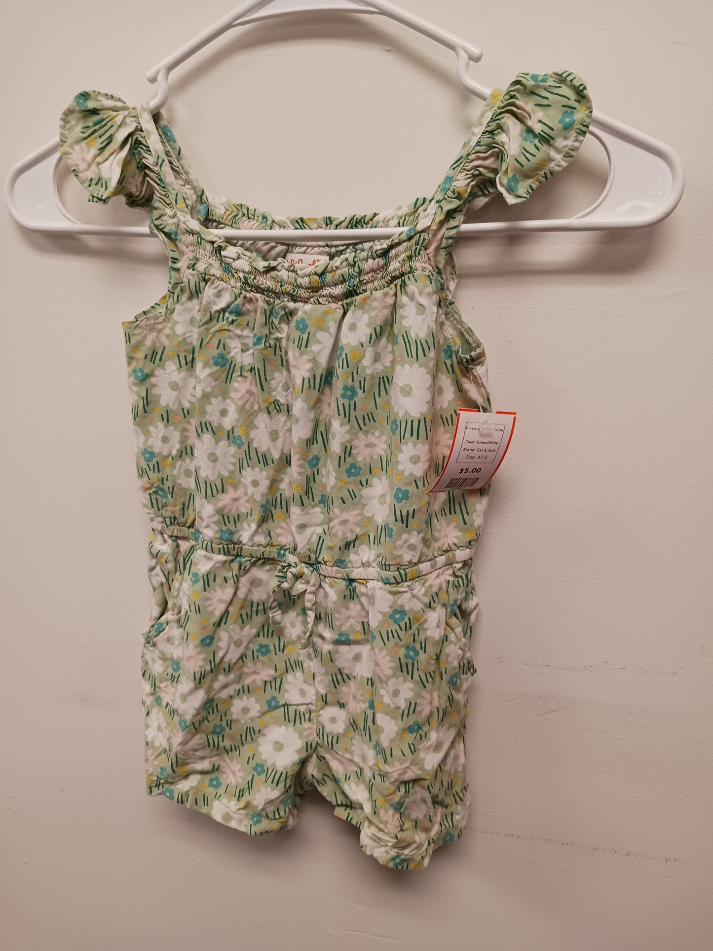 Green/White Cat & Jack Daisey One Piece Outfit, 4T G