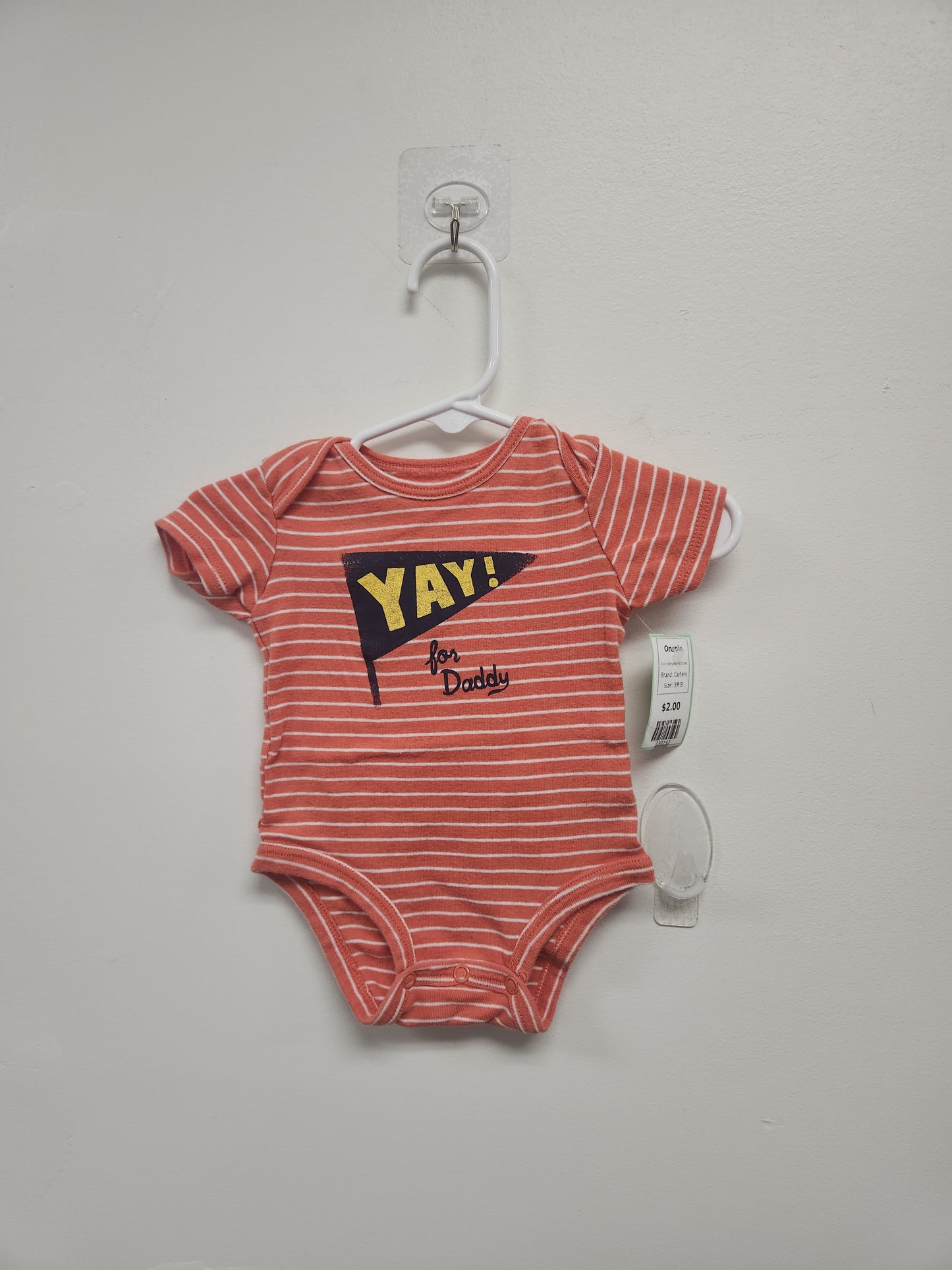 Orange/White Striped Carters Onesie, 3M B