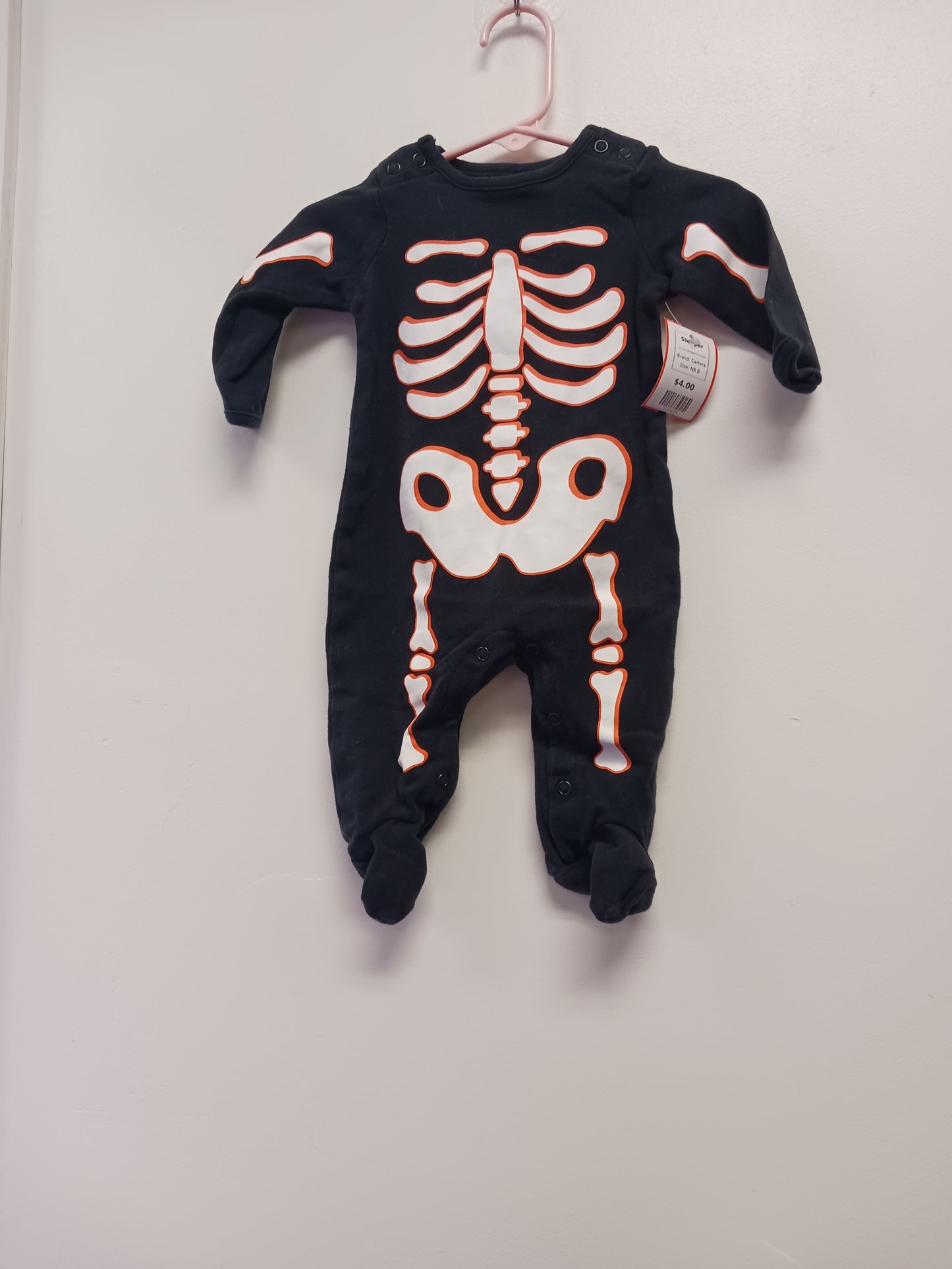 Black/Orange/White Skeleton Carters Sleeper, NB B