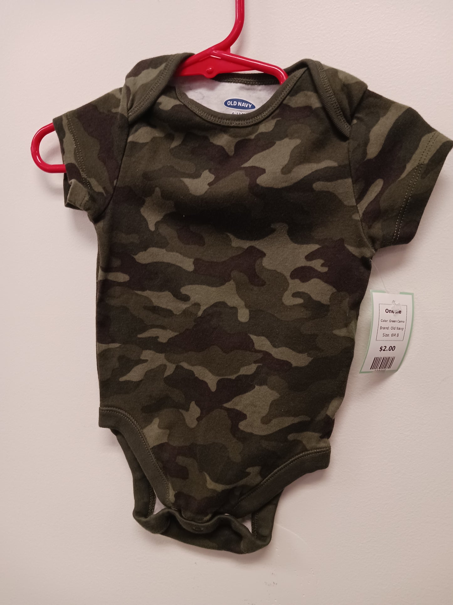 Green Camo Old Navy Onesie, 6M B