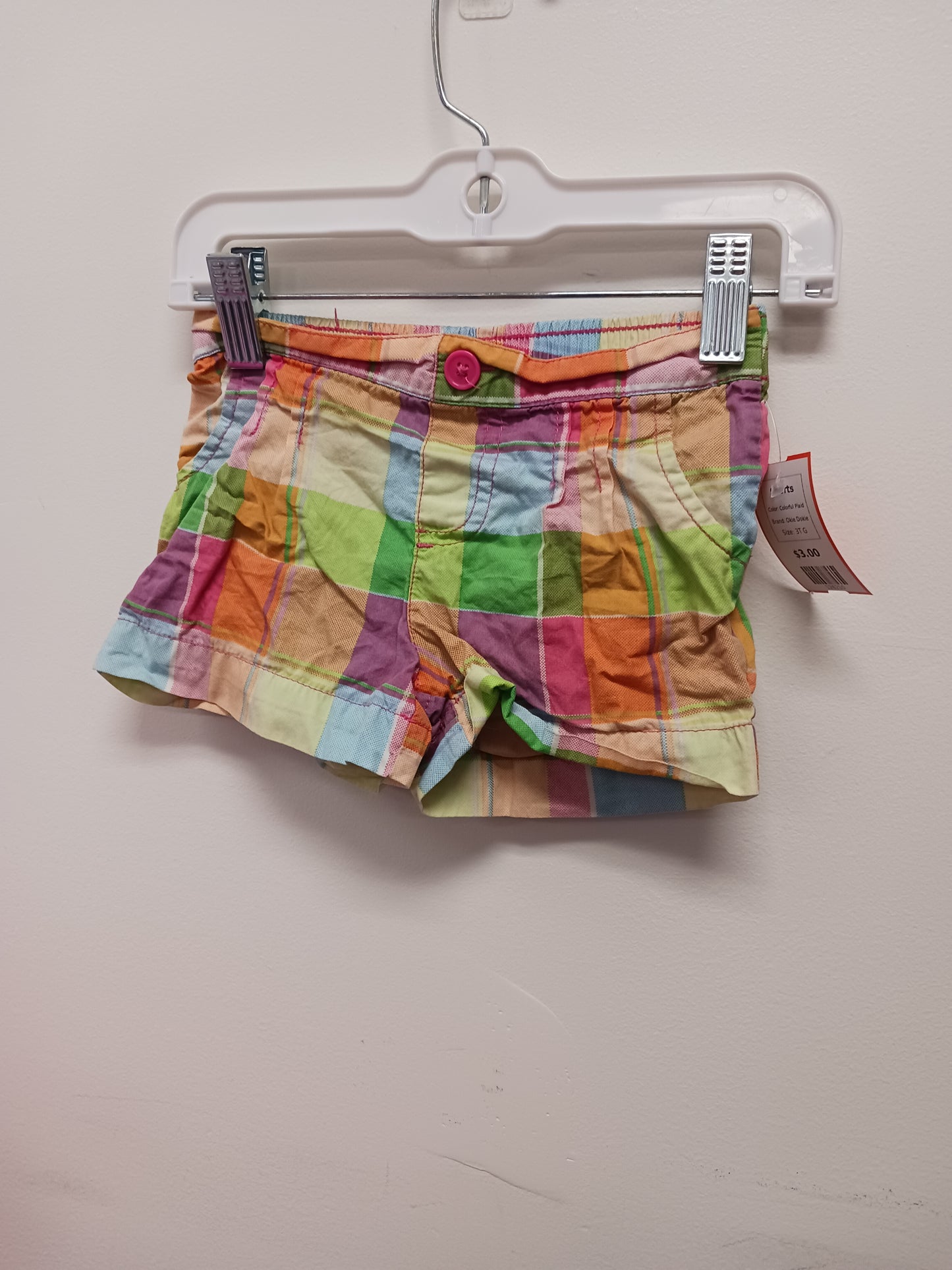 Colorful Plaid Okie Dokie Shorts, 3T G
