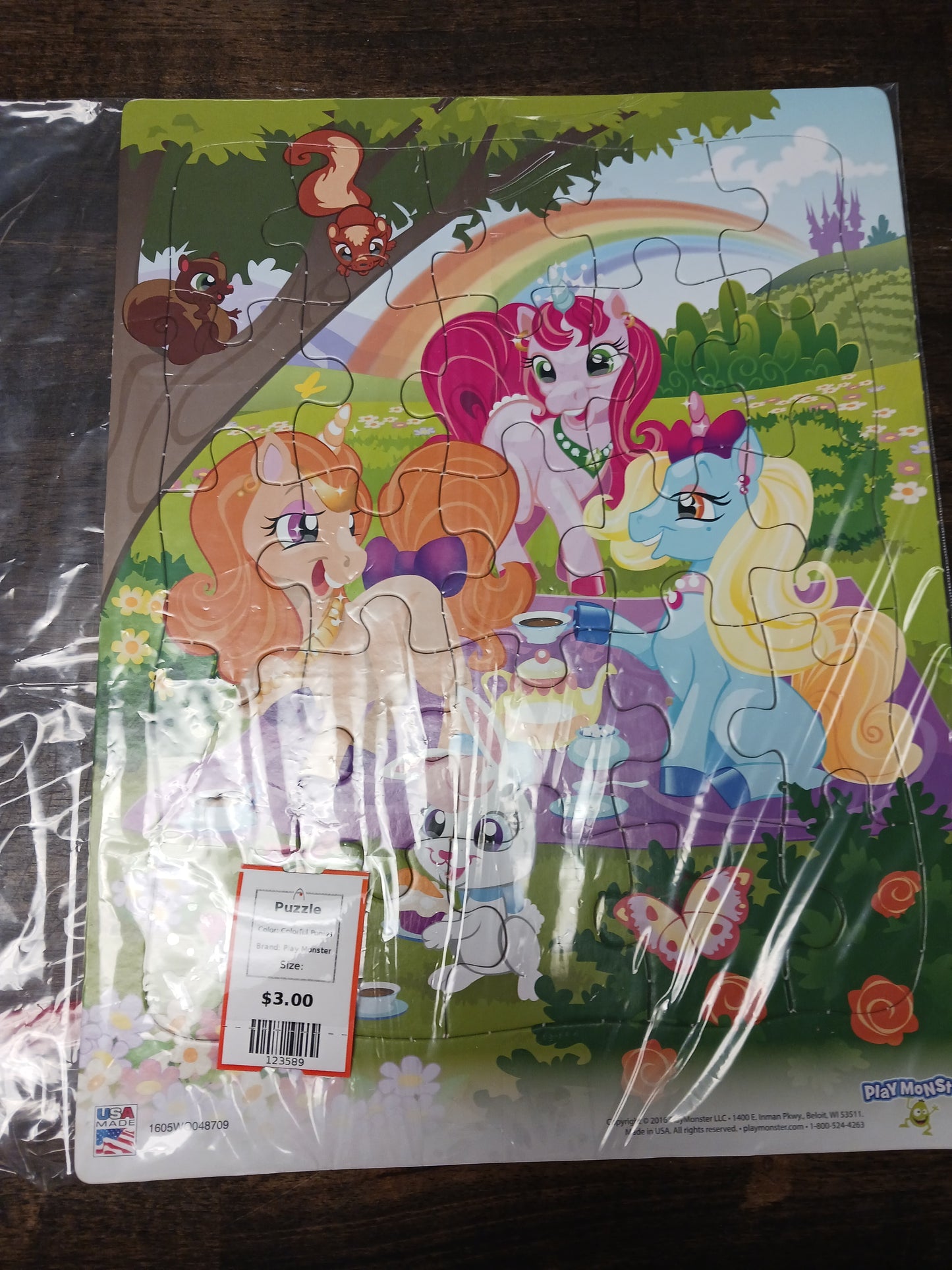 Colorful Ponies Play Monster Puzzle