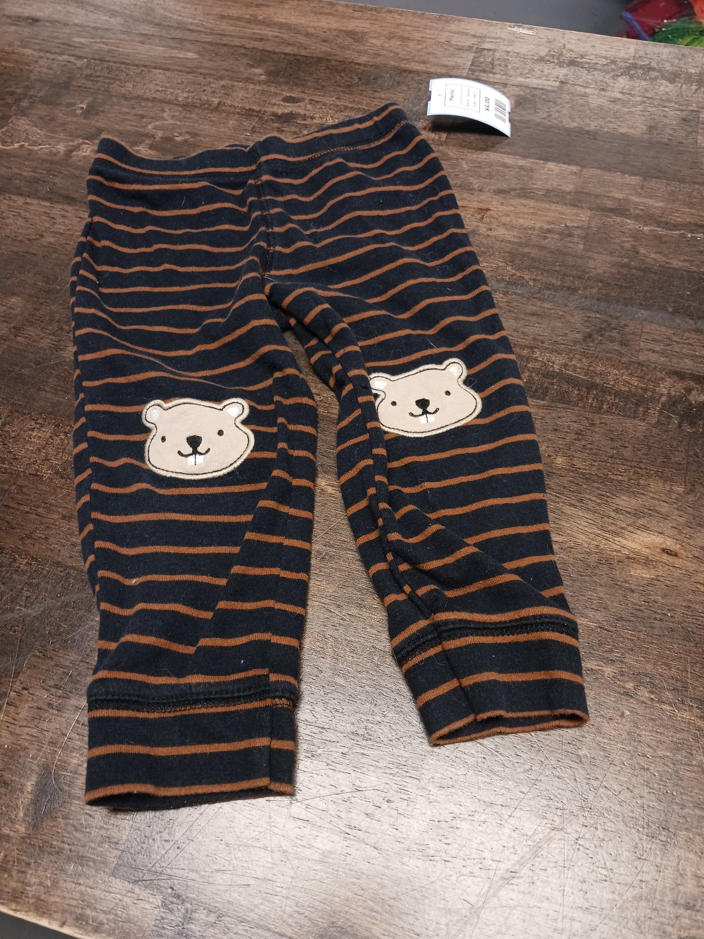 Black/Brown Striped Carters Pants, 18M B