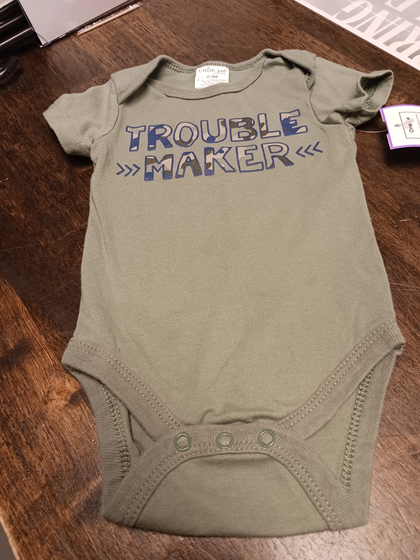 Green Trouble Maker Cutie Pie Onesie, NB B