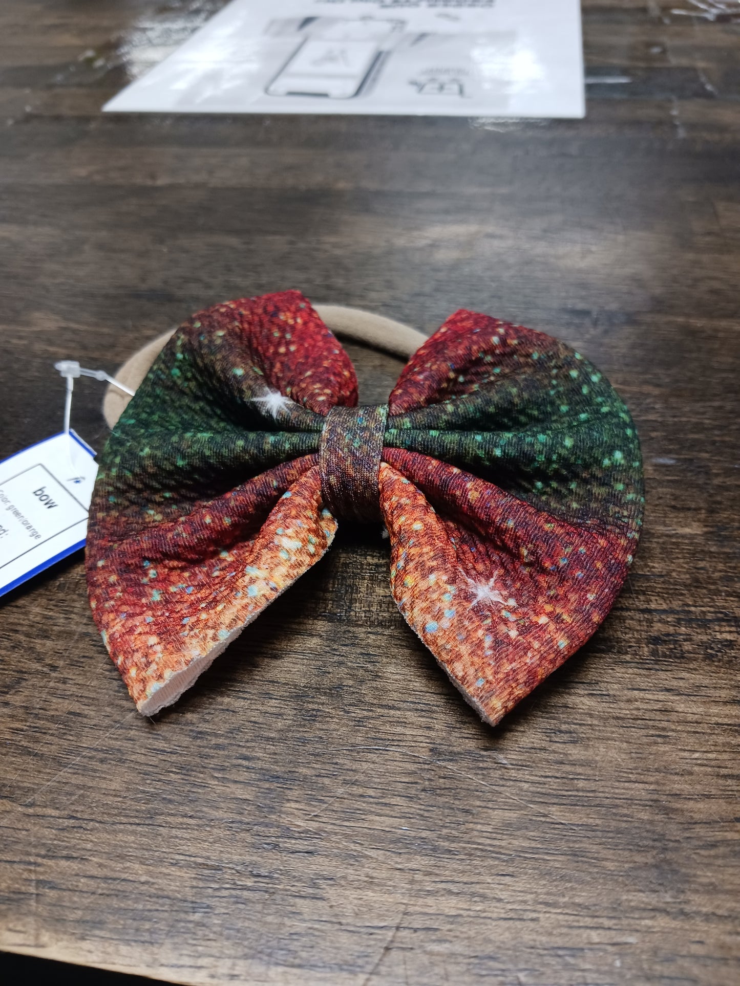 green/orange bow