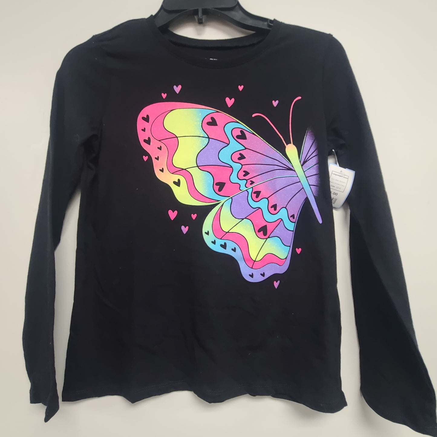 Black Butterfly Childrens Place Longsleeve Shirt, 10 G