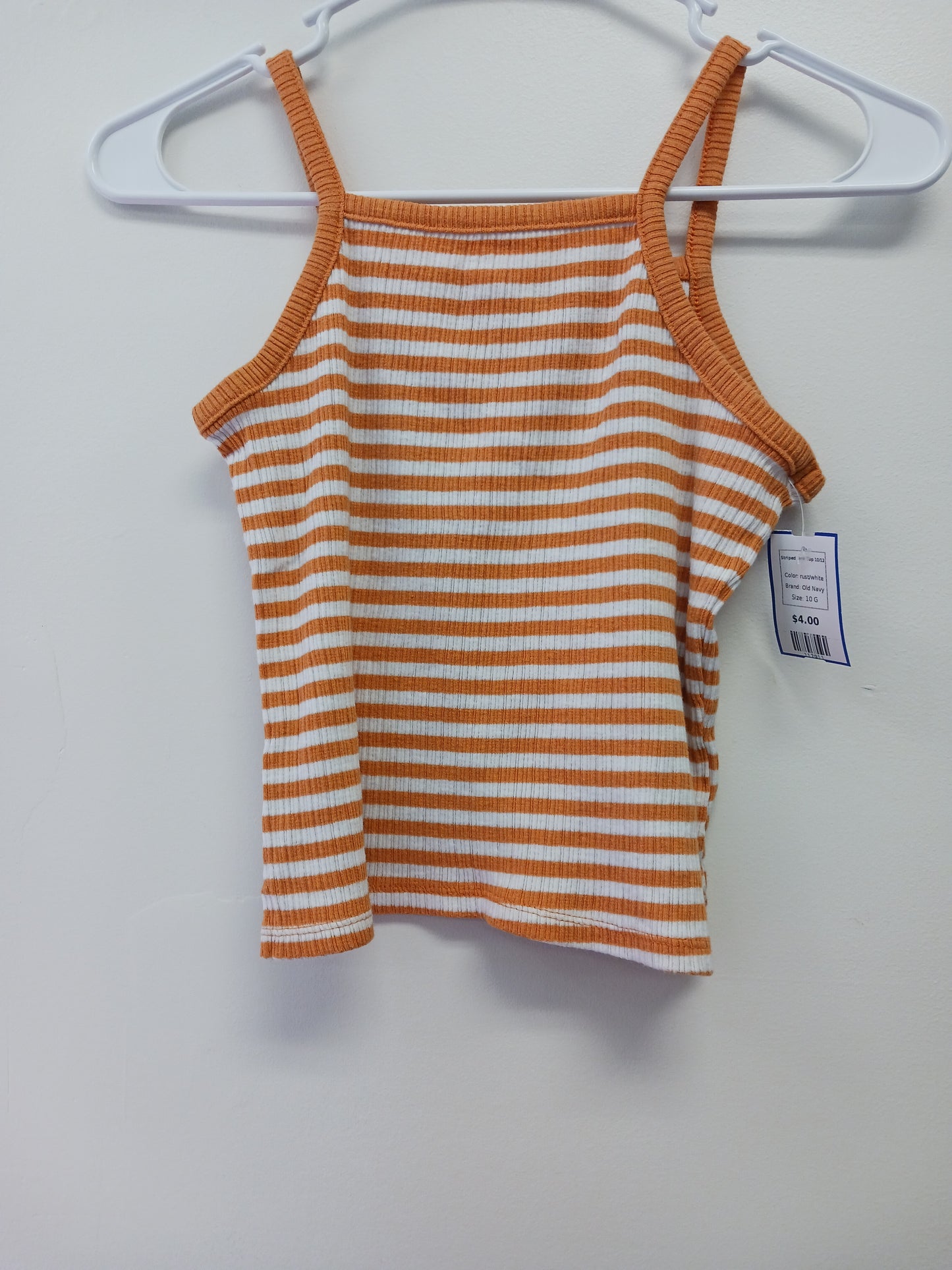 rust/white Old Navy Striped Tank Top 10/12, 10 G