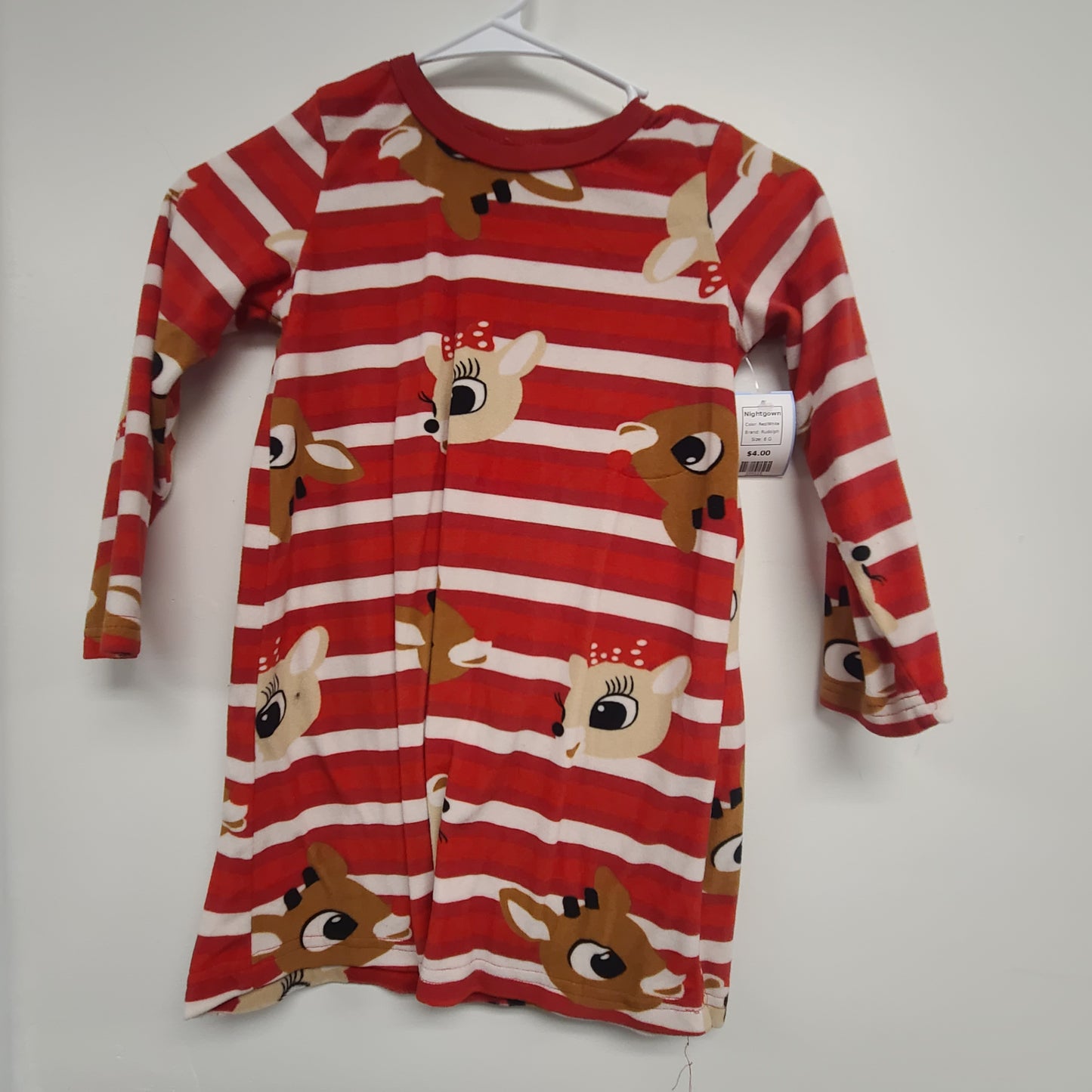 Red/White Rudolph Nightgown, 6 G