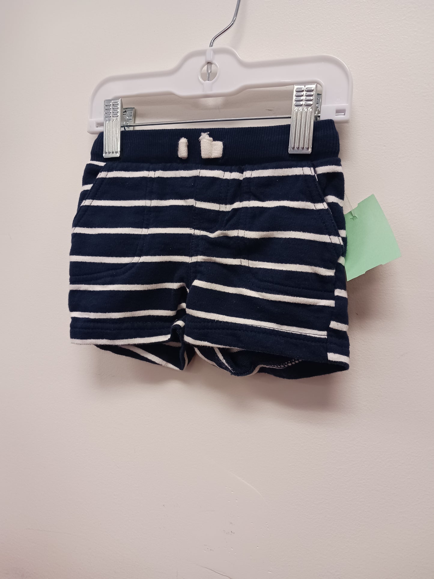 Navy/White Striped Carters Shorts, 3M B