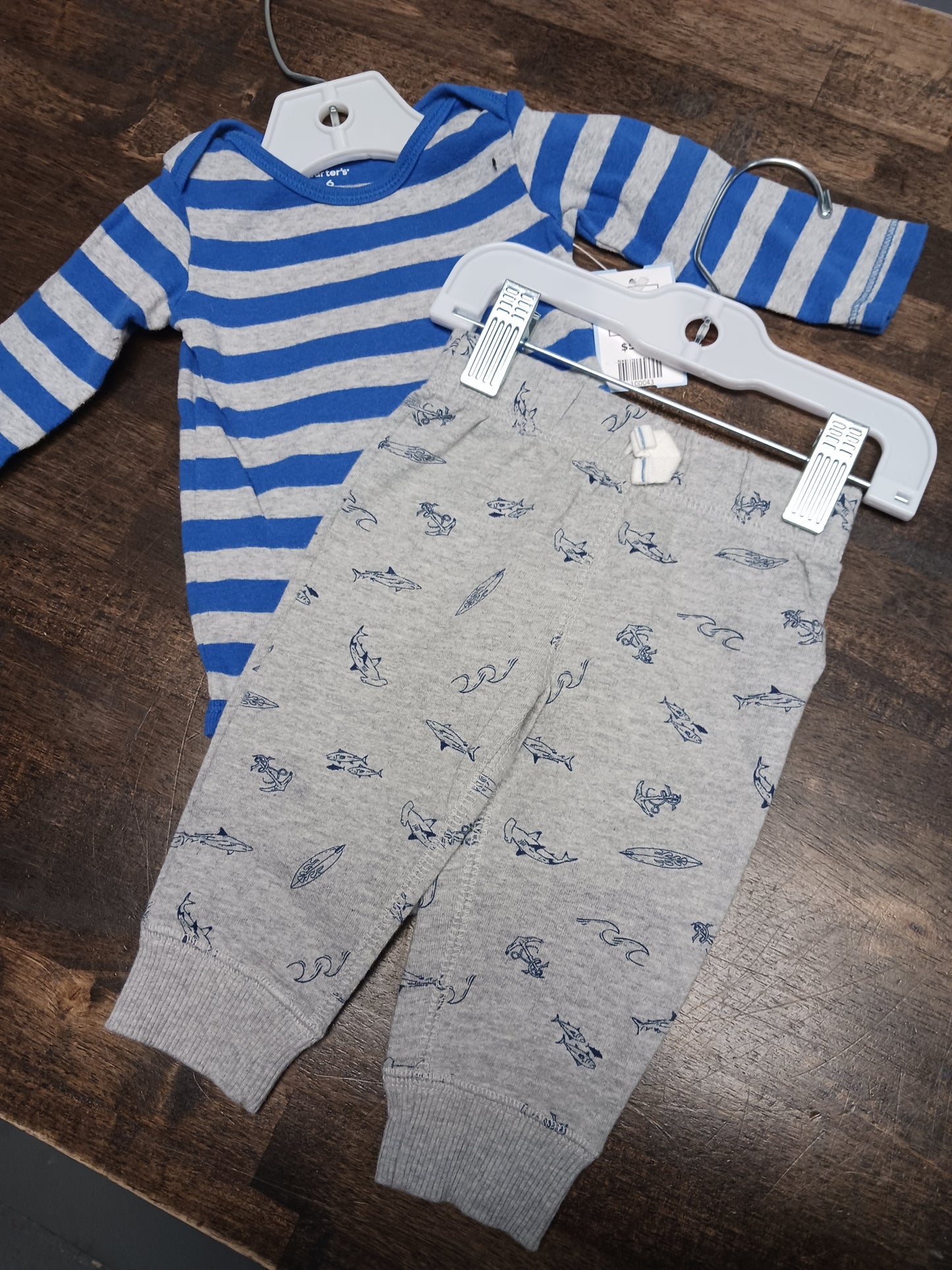 Grey/Blue Carters Outfit, 6M B