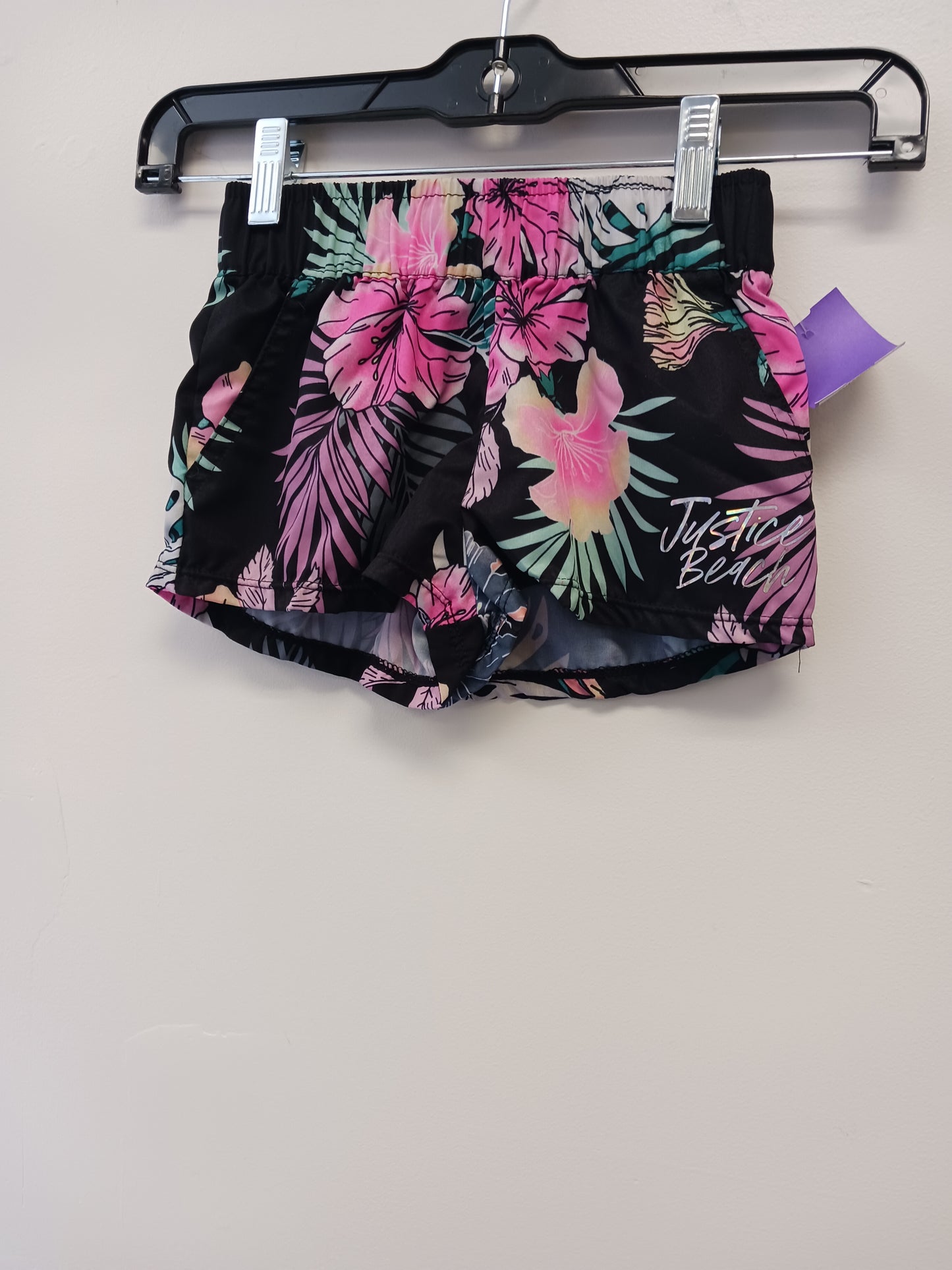 Black/Colorful Flower Justice Shorts, 5T G