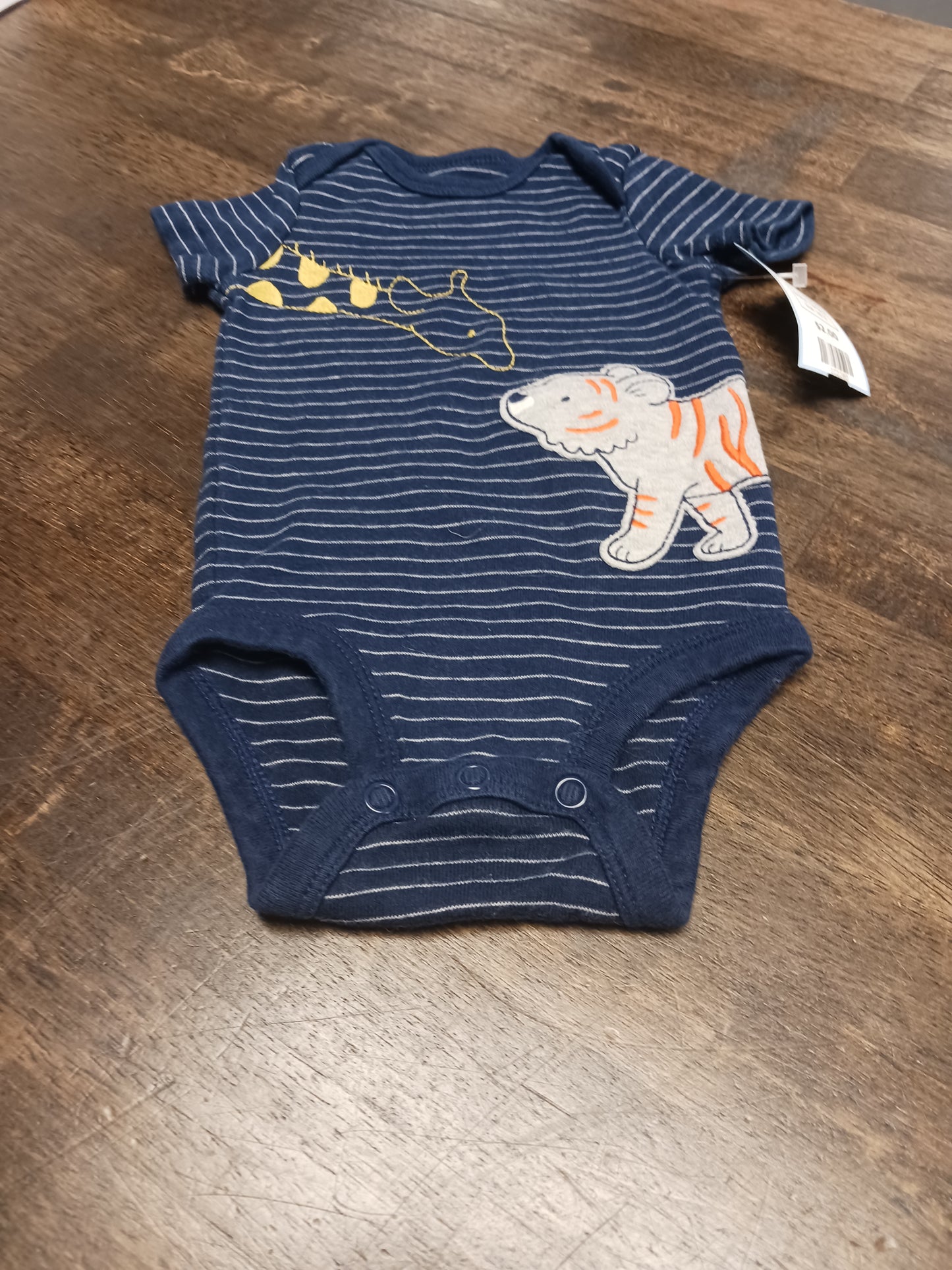 Navy Giraffe/Tiger Carters Onesie, NB B