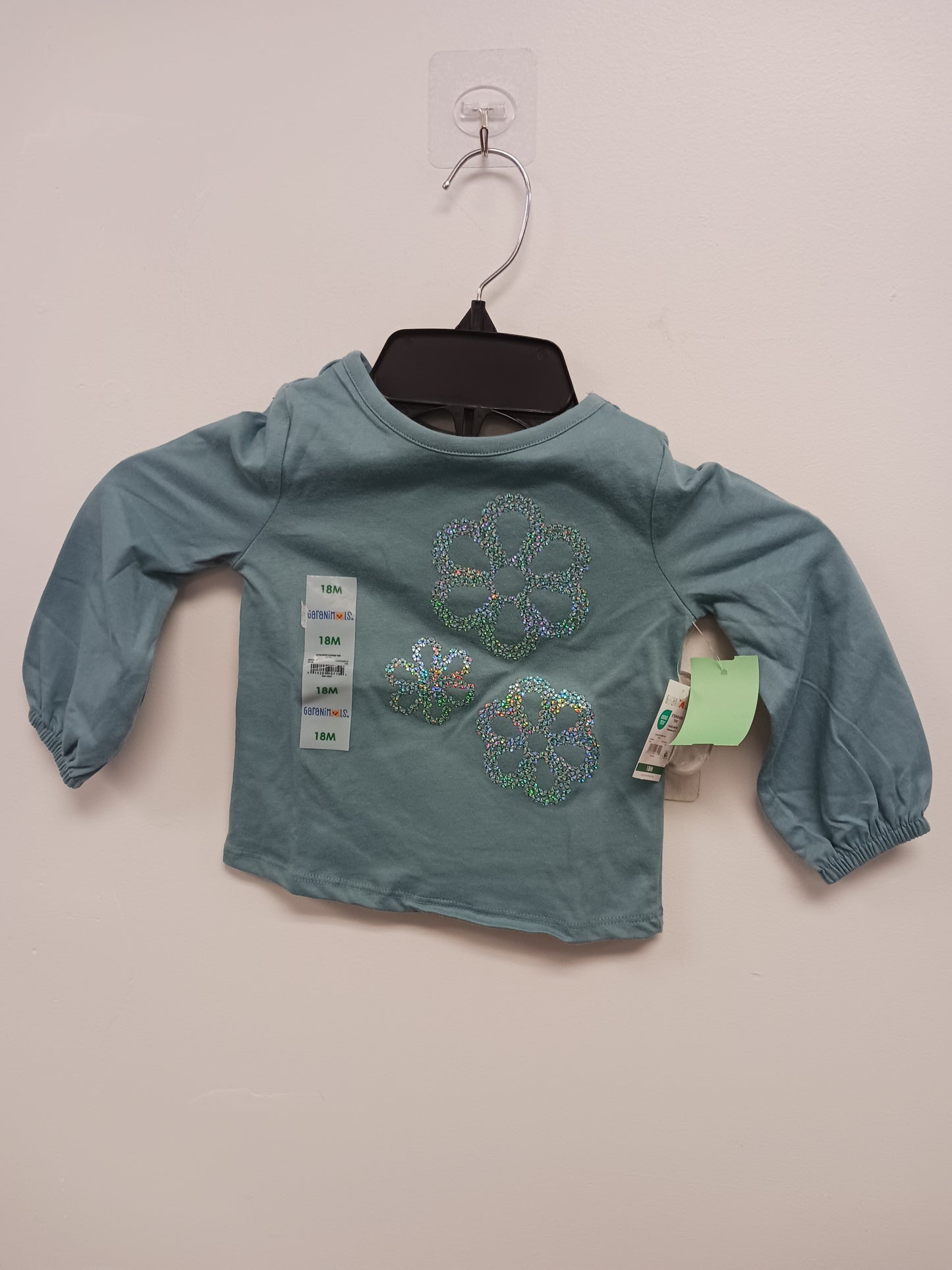 Green Garanimals Long Sleeve Flower Shirt, 18M G