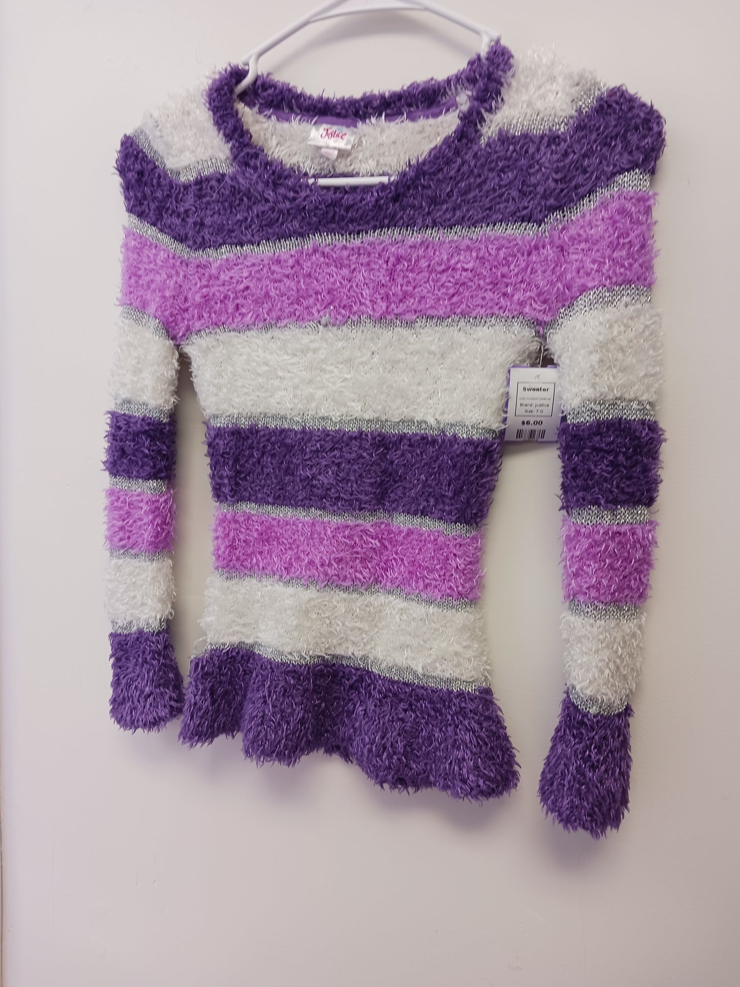 Purple/White/Silver Justice Sweater, 7 G