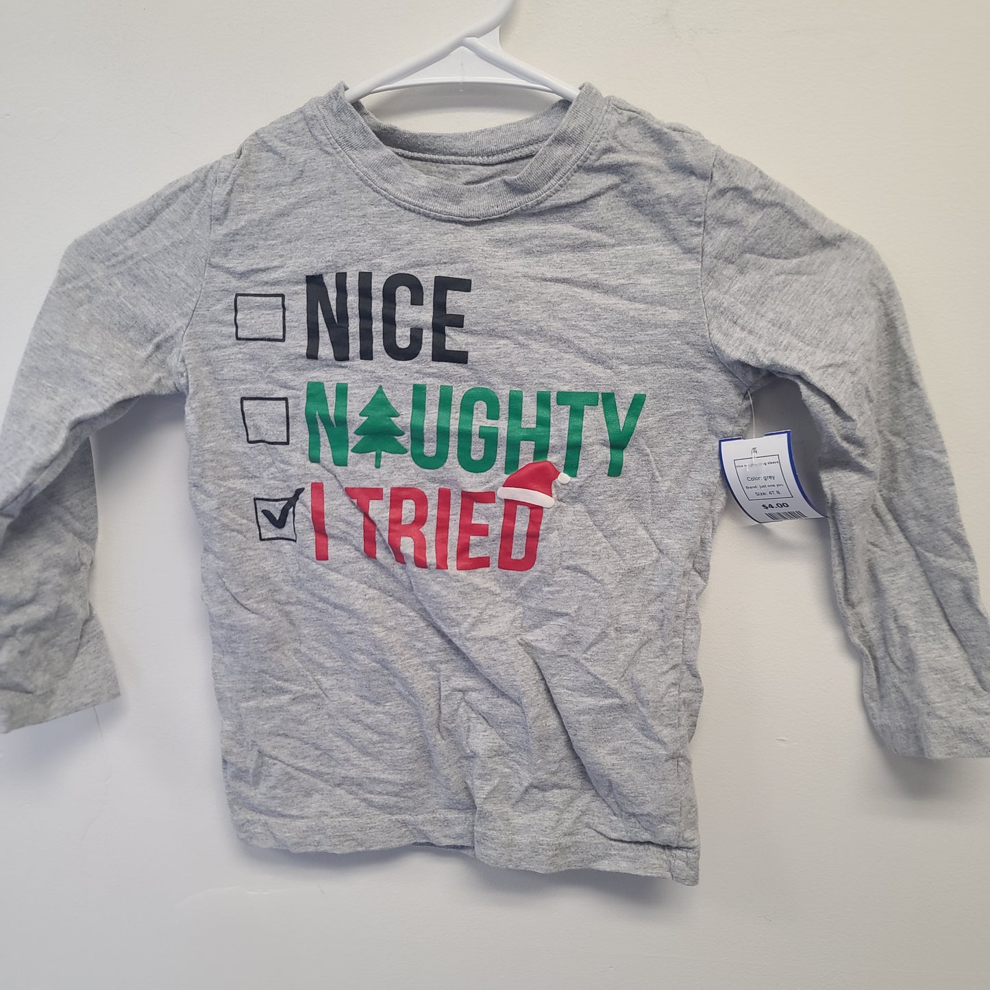 grey just one you nice naughty long sleeve, 4T B