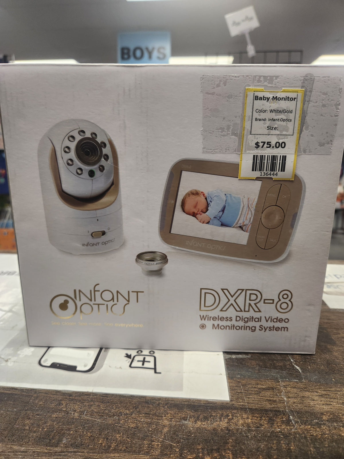 White/Gold Infant Optics Baby Monitor