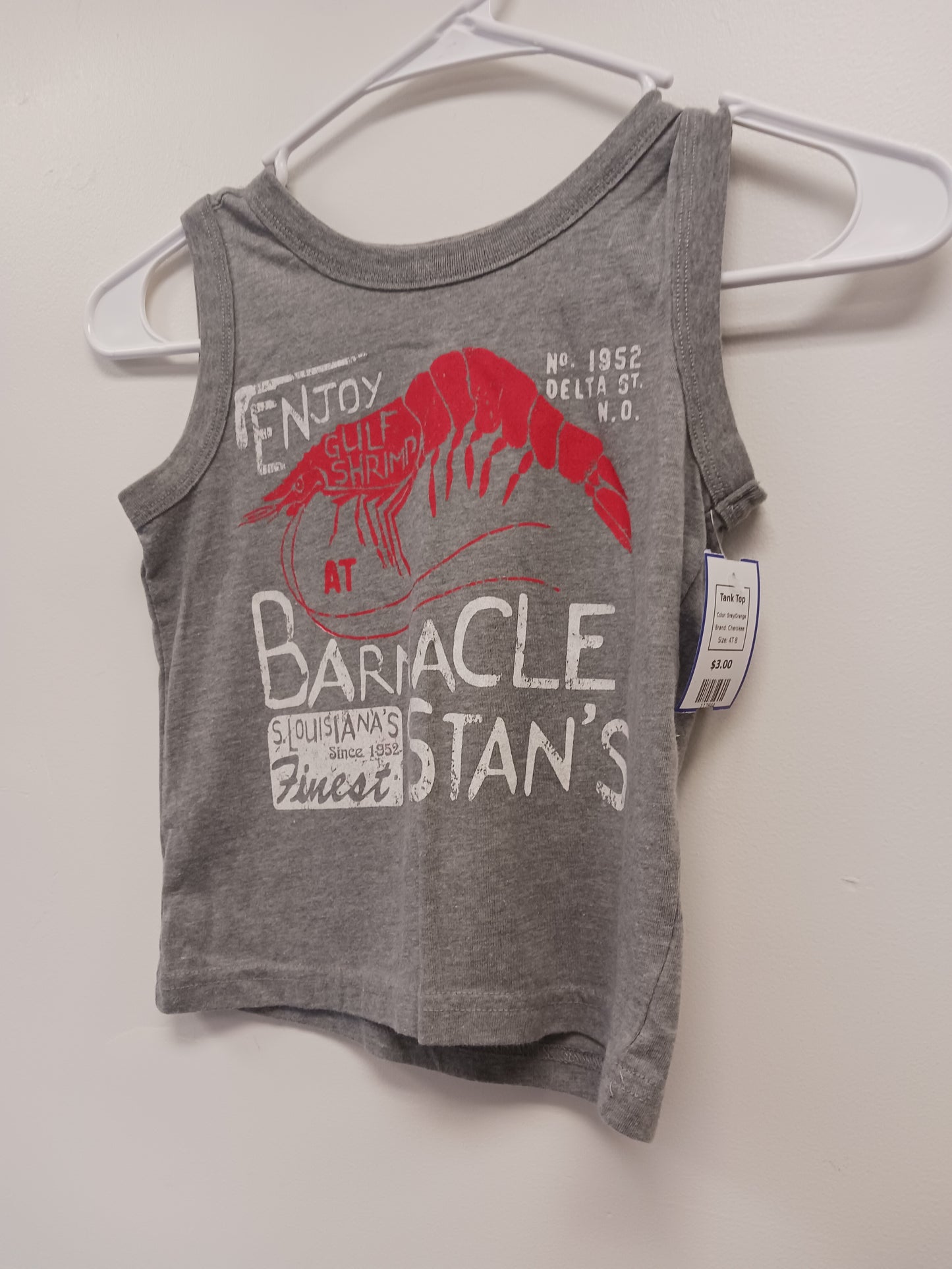 Grey/Orange Cherokee Tank Top, 4T B