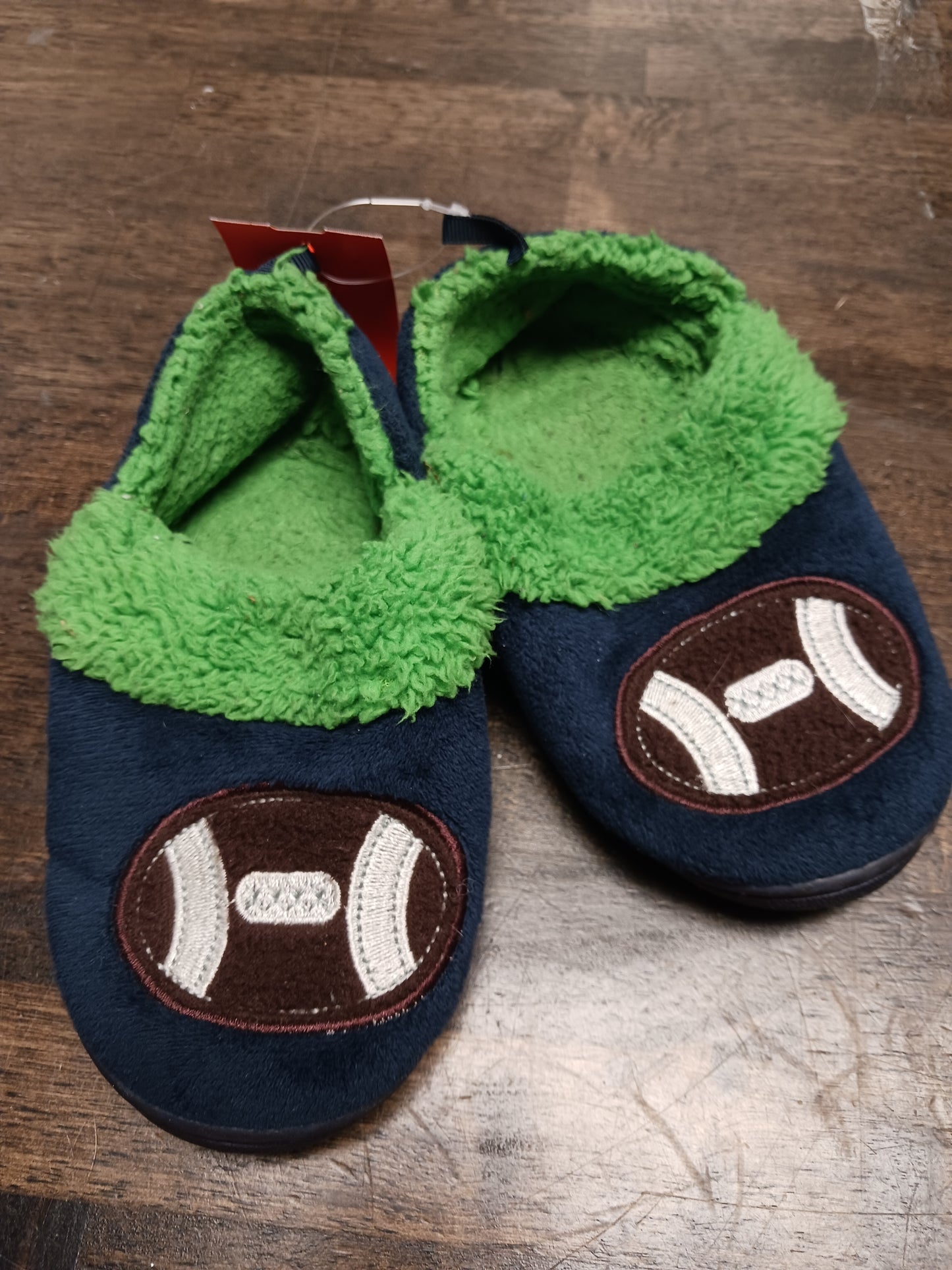 blue/green Football Slippers, 9 B