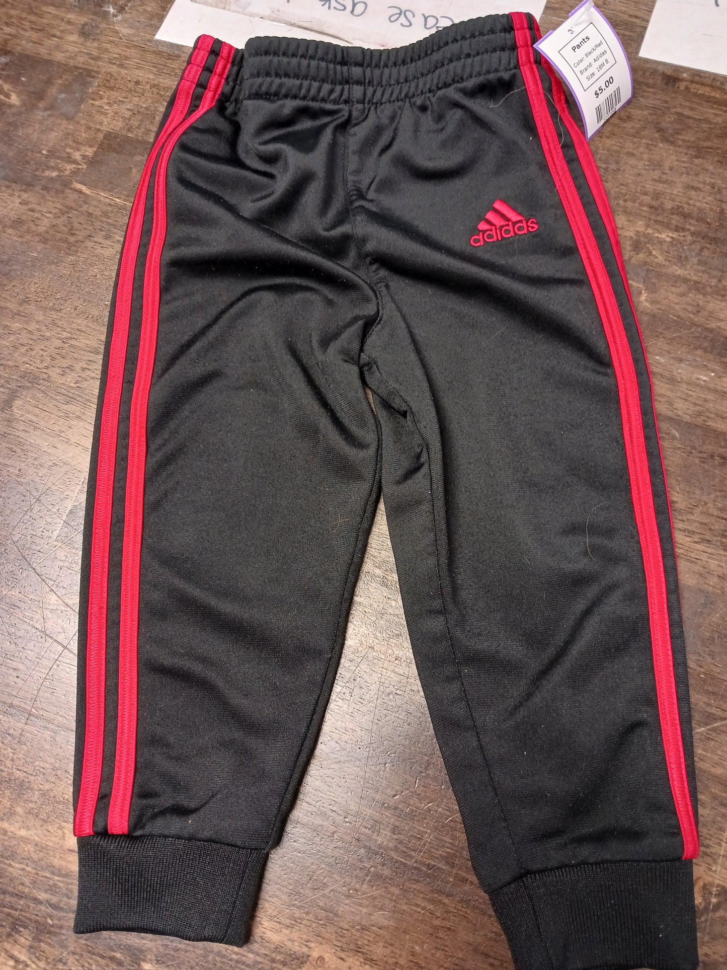 Black/Red Adidas Pants, 18M B
