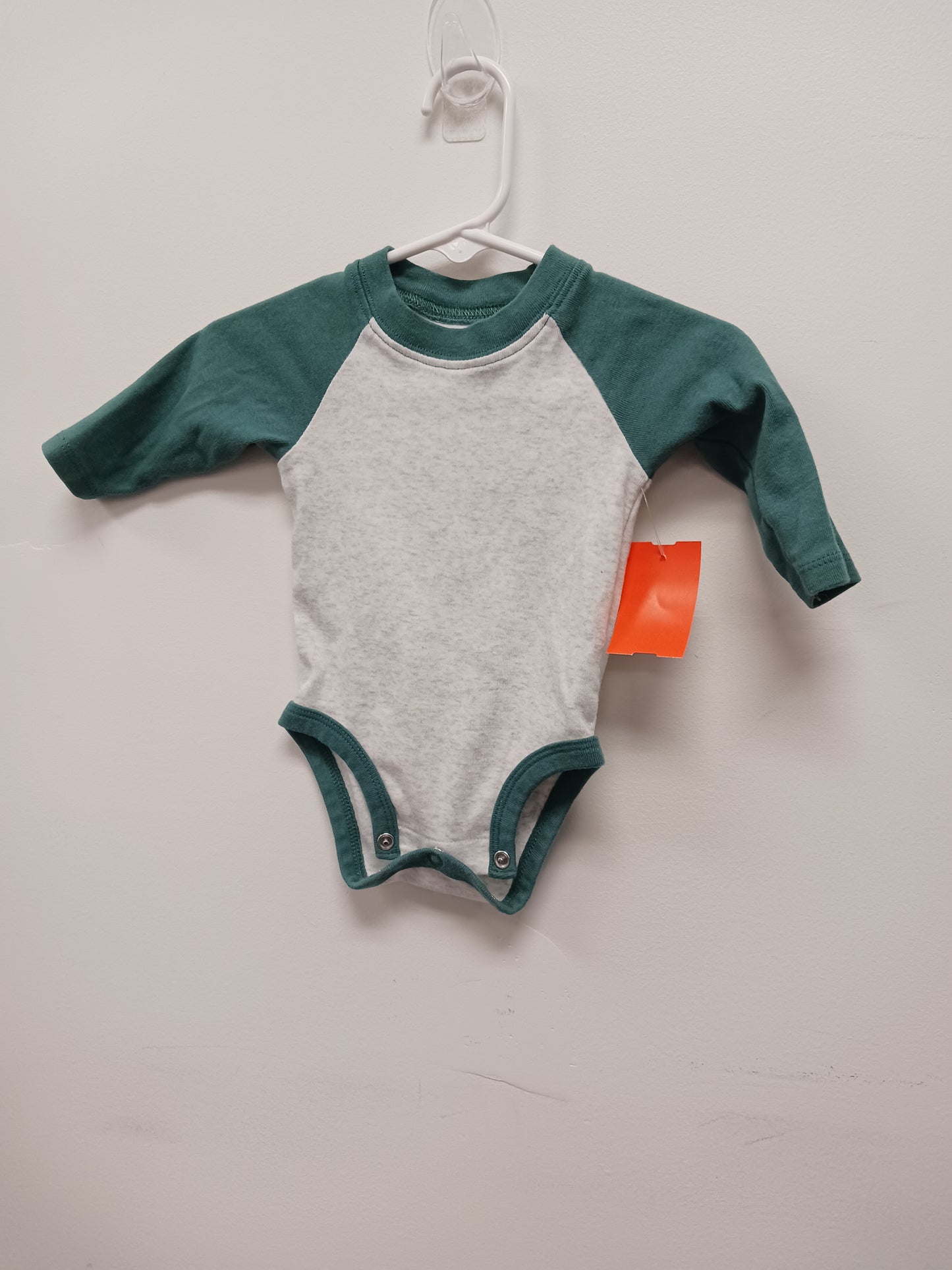grey/green Carters Long Sleeve Onesie, 3M B