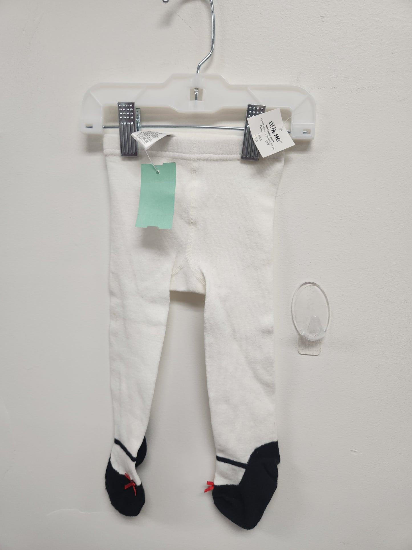 White/Black Little Me Tights, 6M G