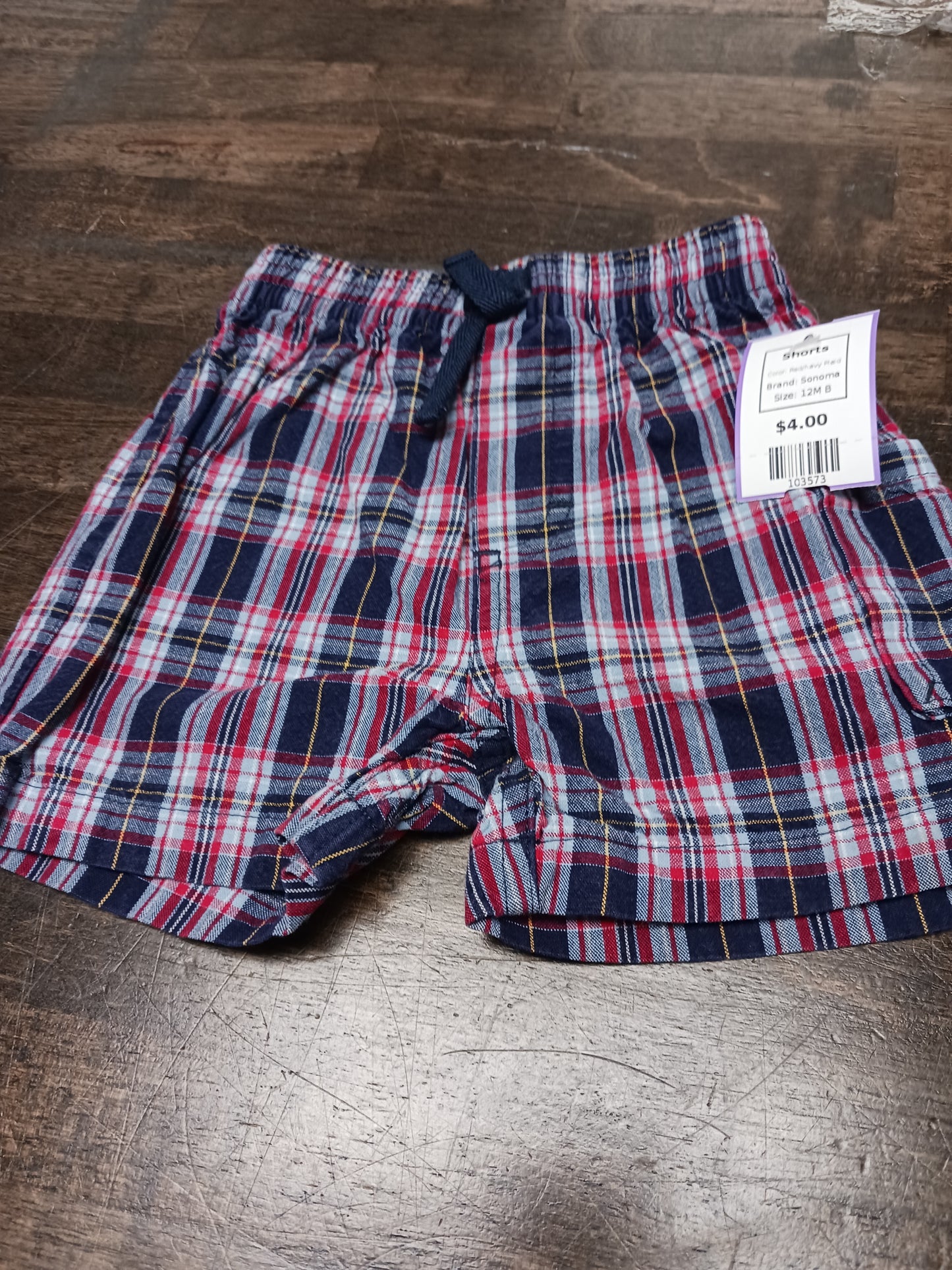 Red/Navy Plaid Sonoma Shorts, 12M B