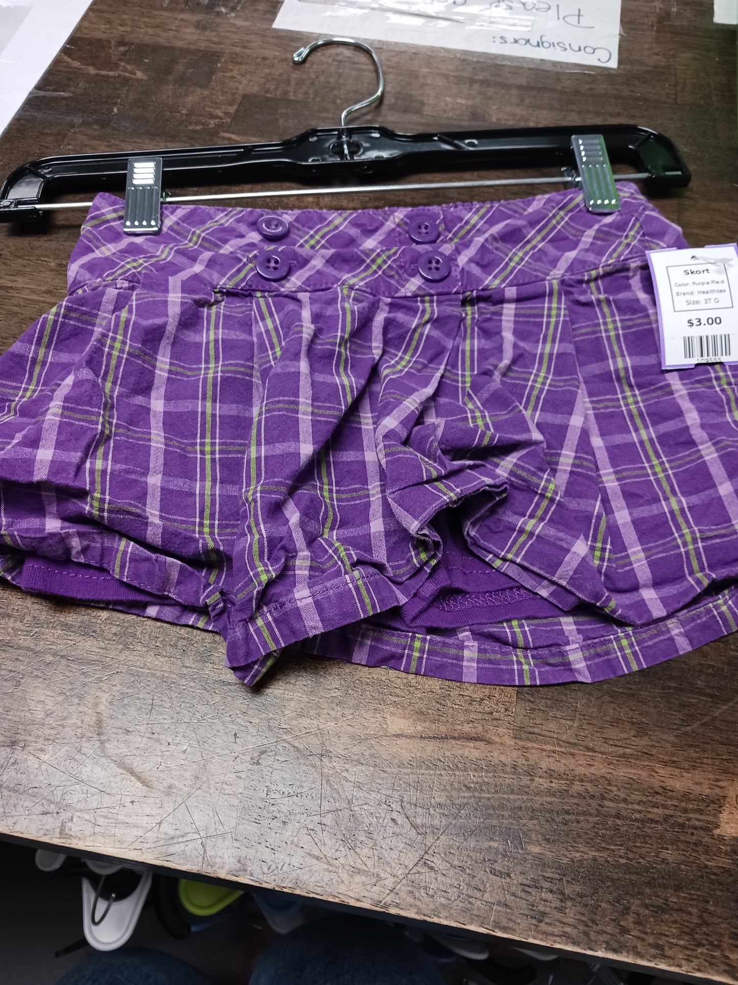 Purple Plaid Healthtex Skort, 3T G