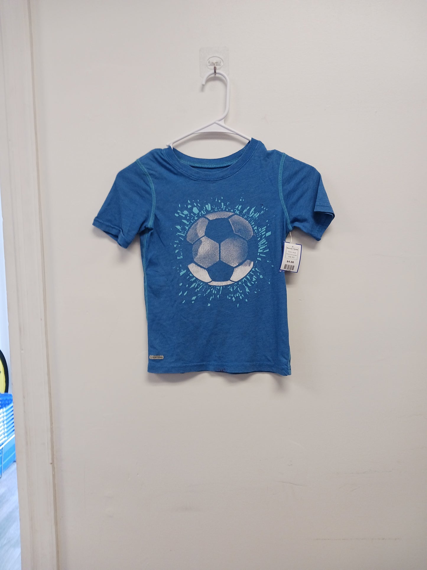 blue jumping Bean Soccer Tshirt, 6 B