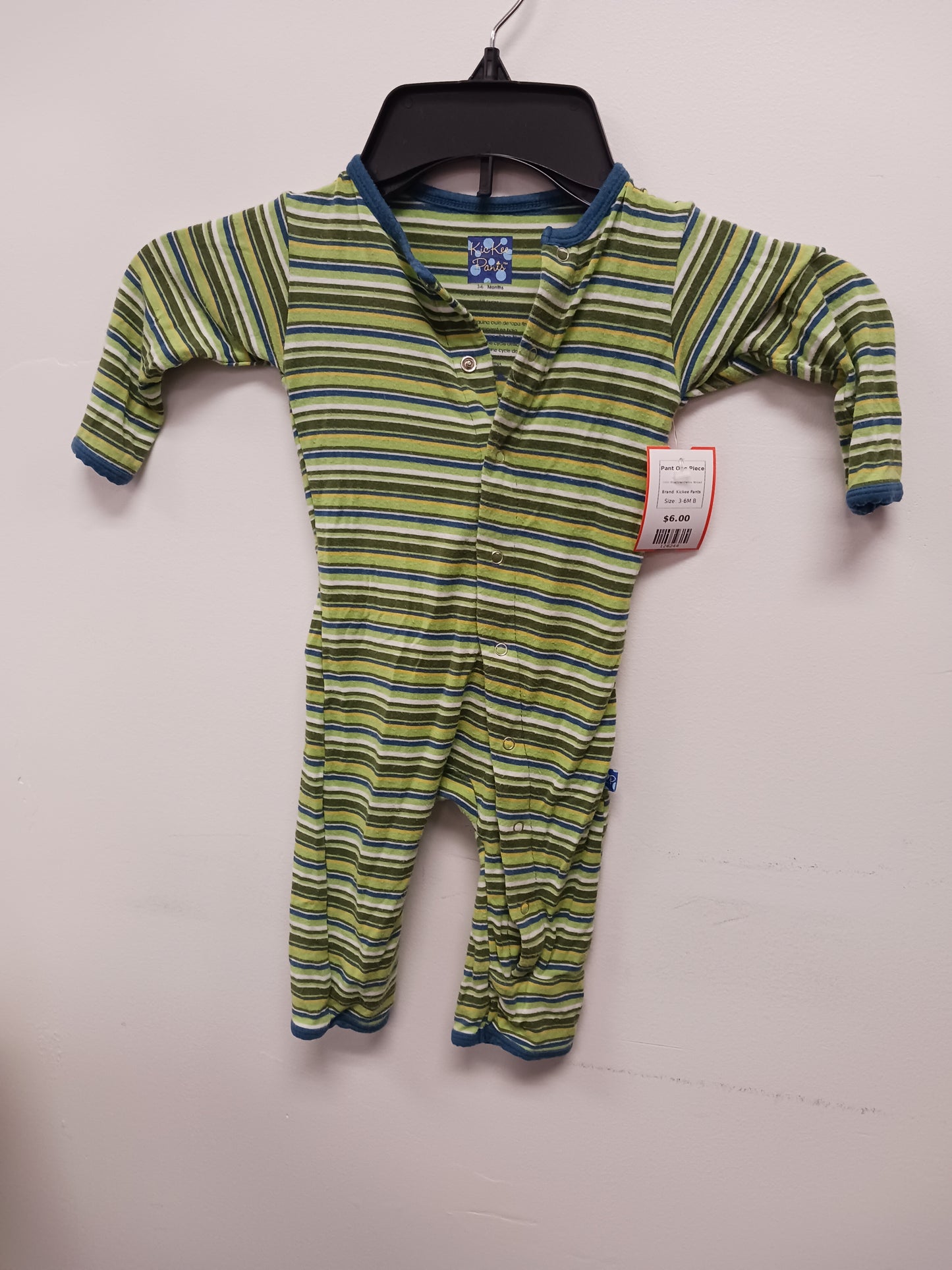 Blue/Green/Yellow Striped Kickee Pants Pant One Piece, 3-6M B