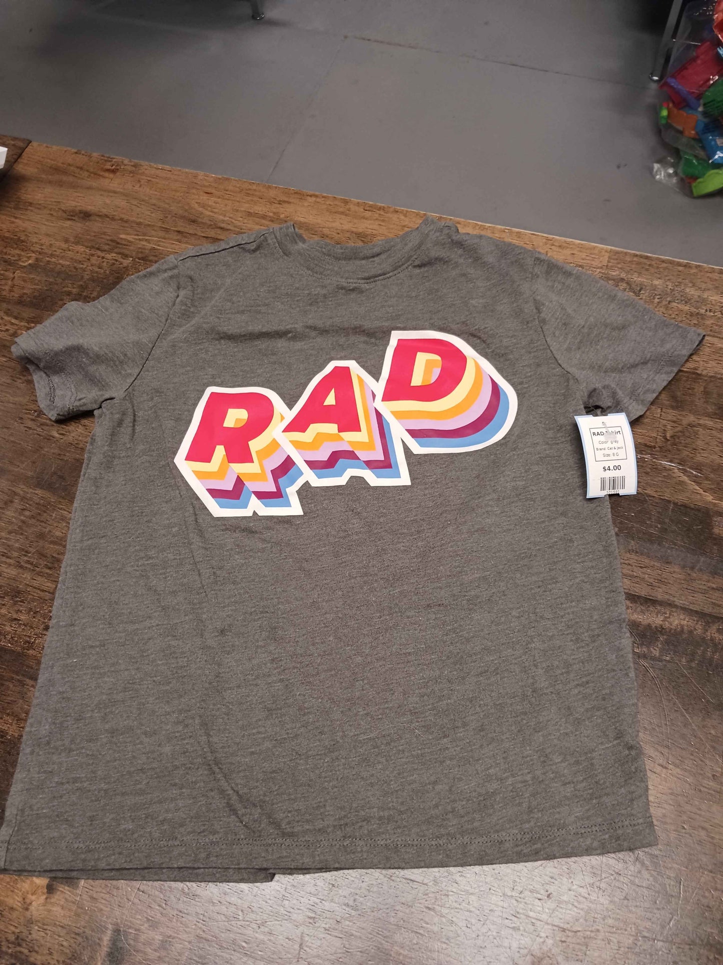 grey Cat & Jack RAD Tshirt, 8 G