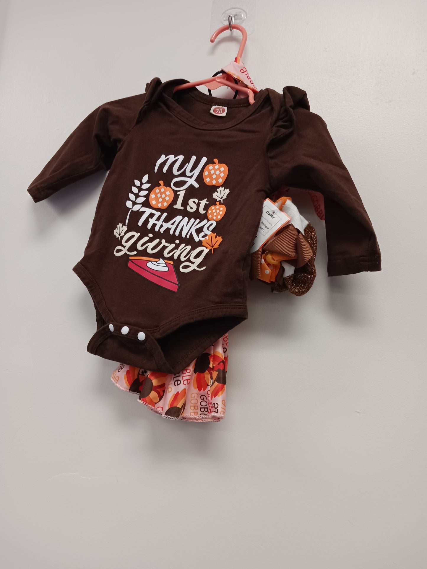 Brown/Pink Thanksgiving Boutique Outfit, 0-6M G