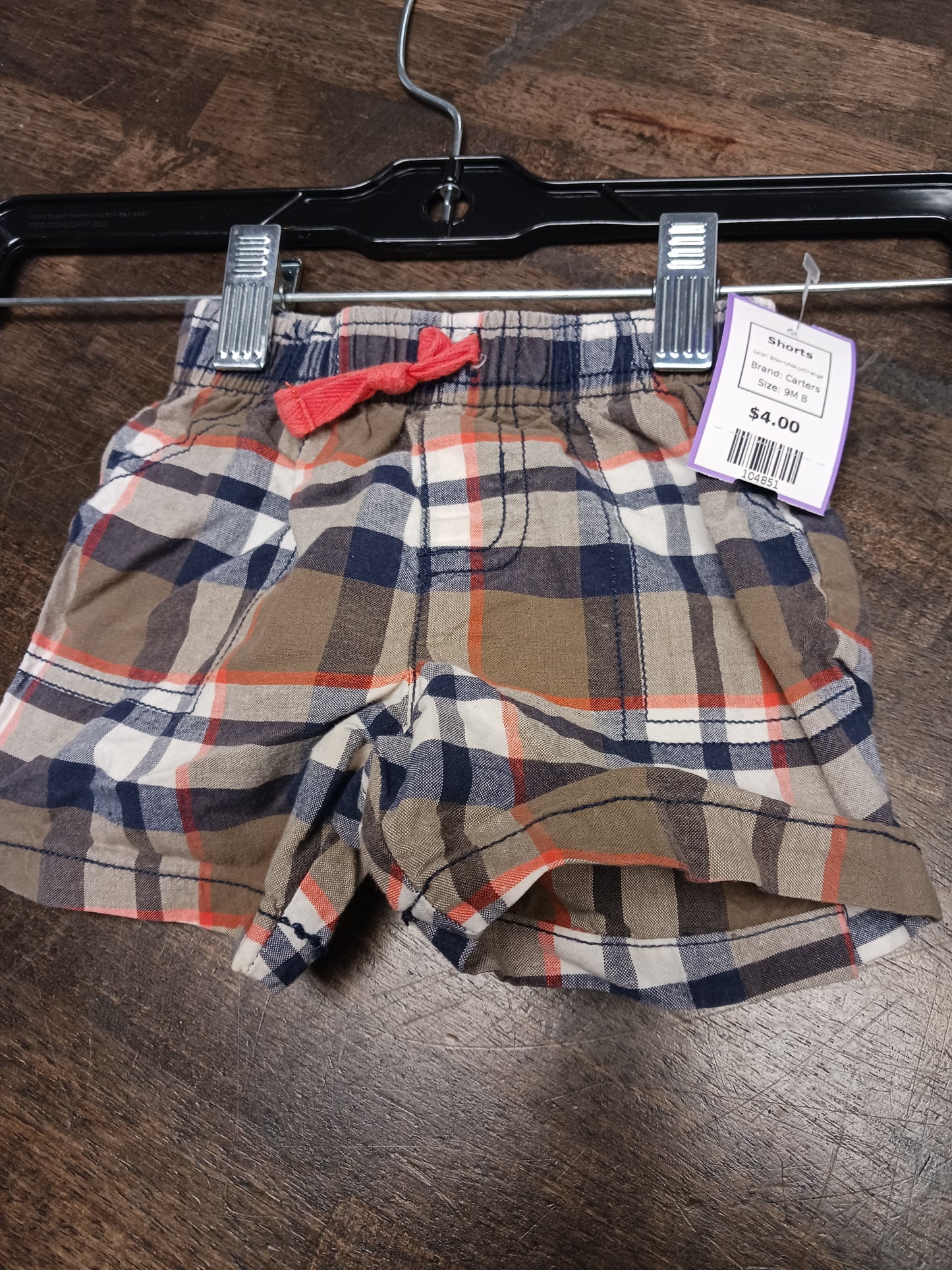 Brown/Navy/Orange Carters Shorts, 9M B