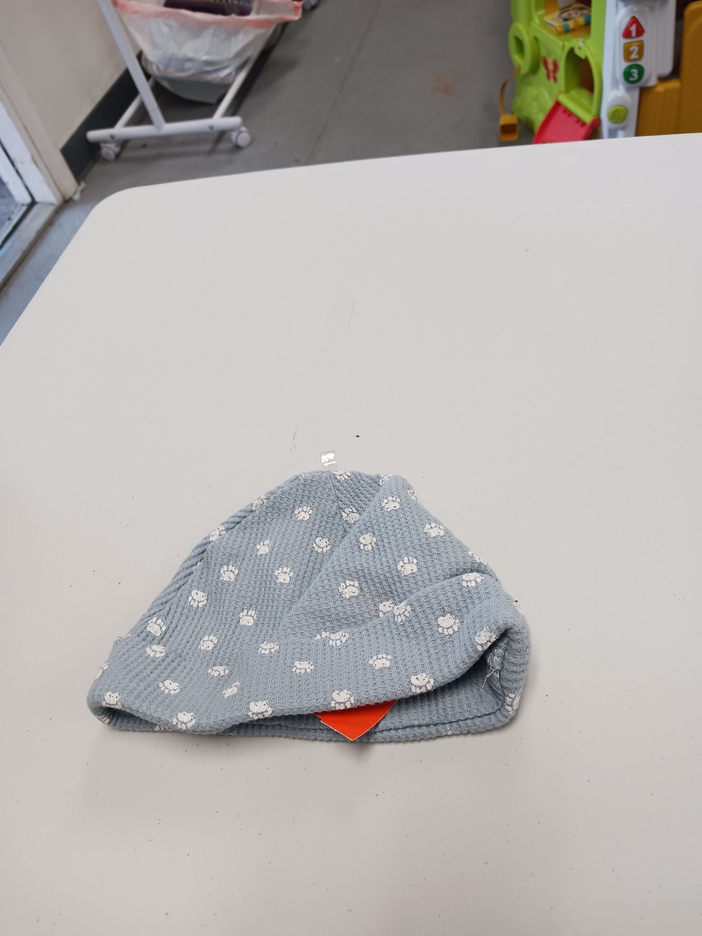 Blue/White Paw Print Hat, 3-6M B