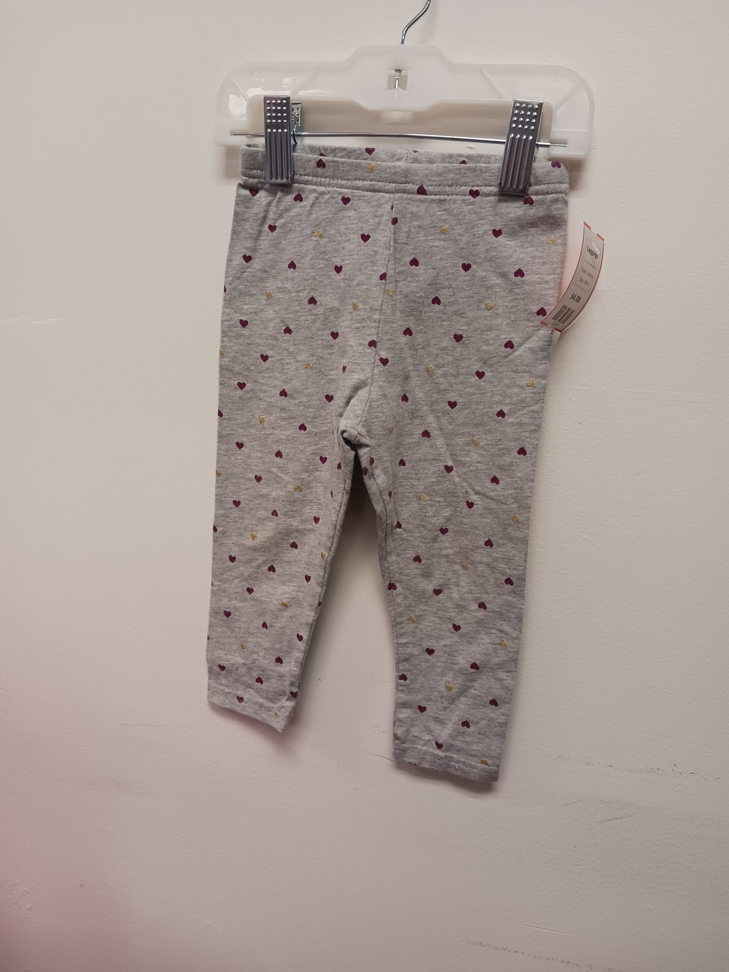 Grey/Purple/Gold Hearts Carters Leggings, 18M G