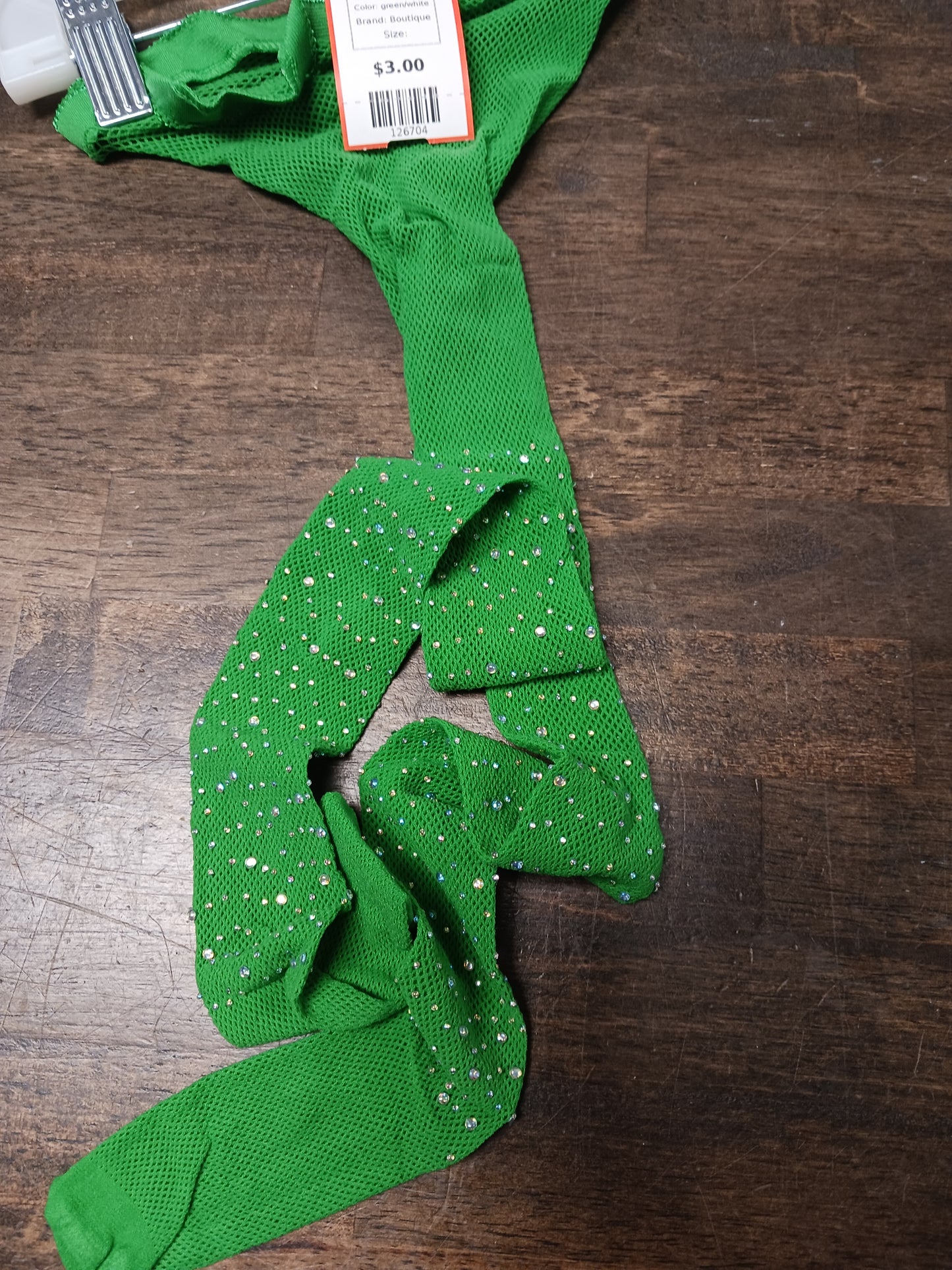 green/white Boutique Fishnet Stockings w/sparkle