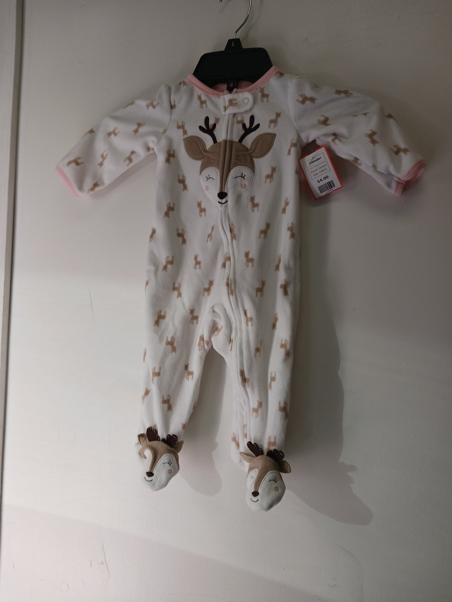 White/Pink Deer Carters Sleeper, 3-6M G