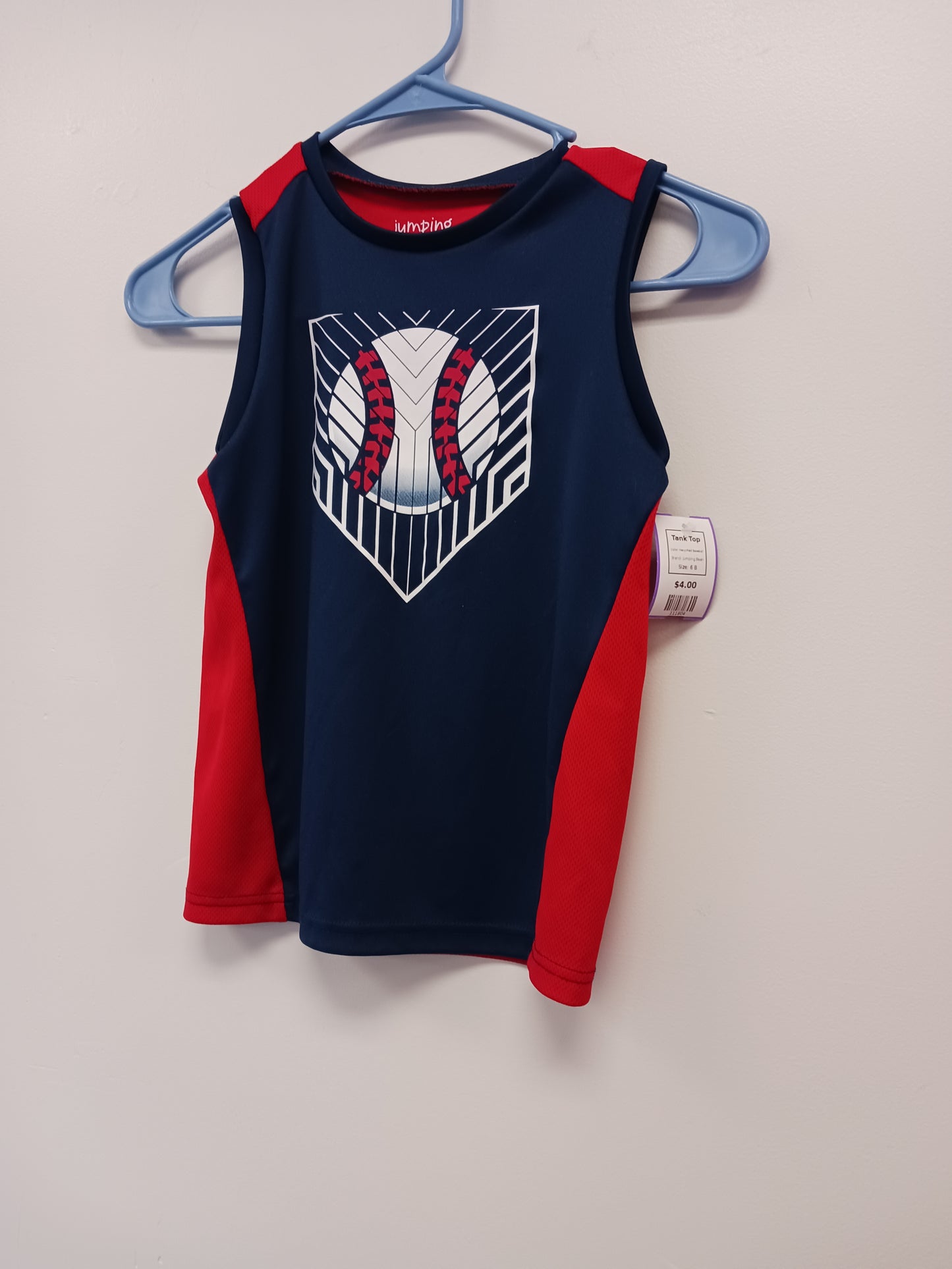 Navy/Red Baseball Jumping Bean Tank Top, 6 B