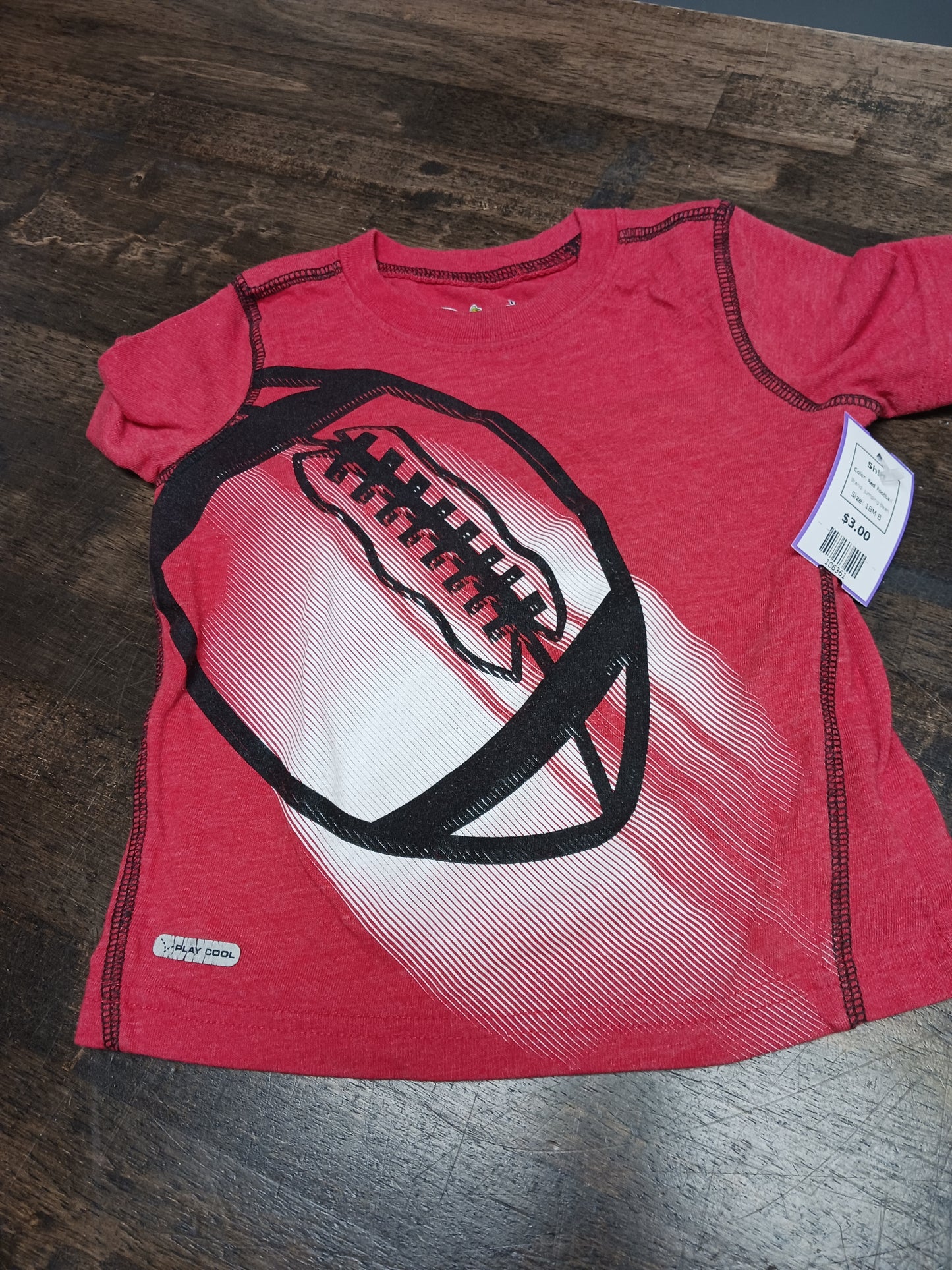 Red Football Jumping Bean Shirt, 18M B