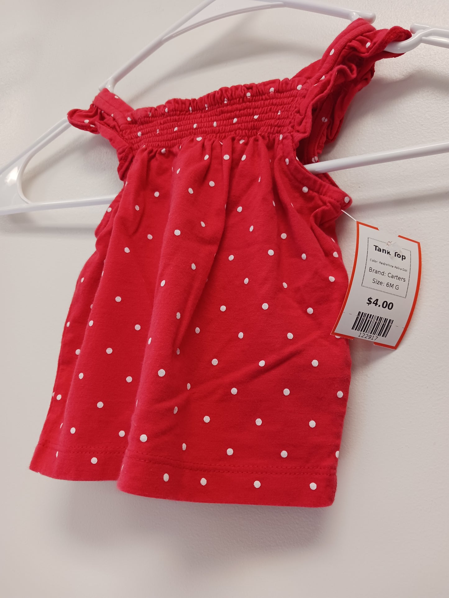 Red/White Polka Dot Carters Tank Top, 6M G