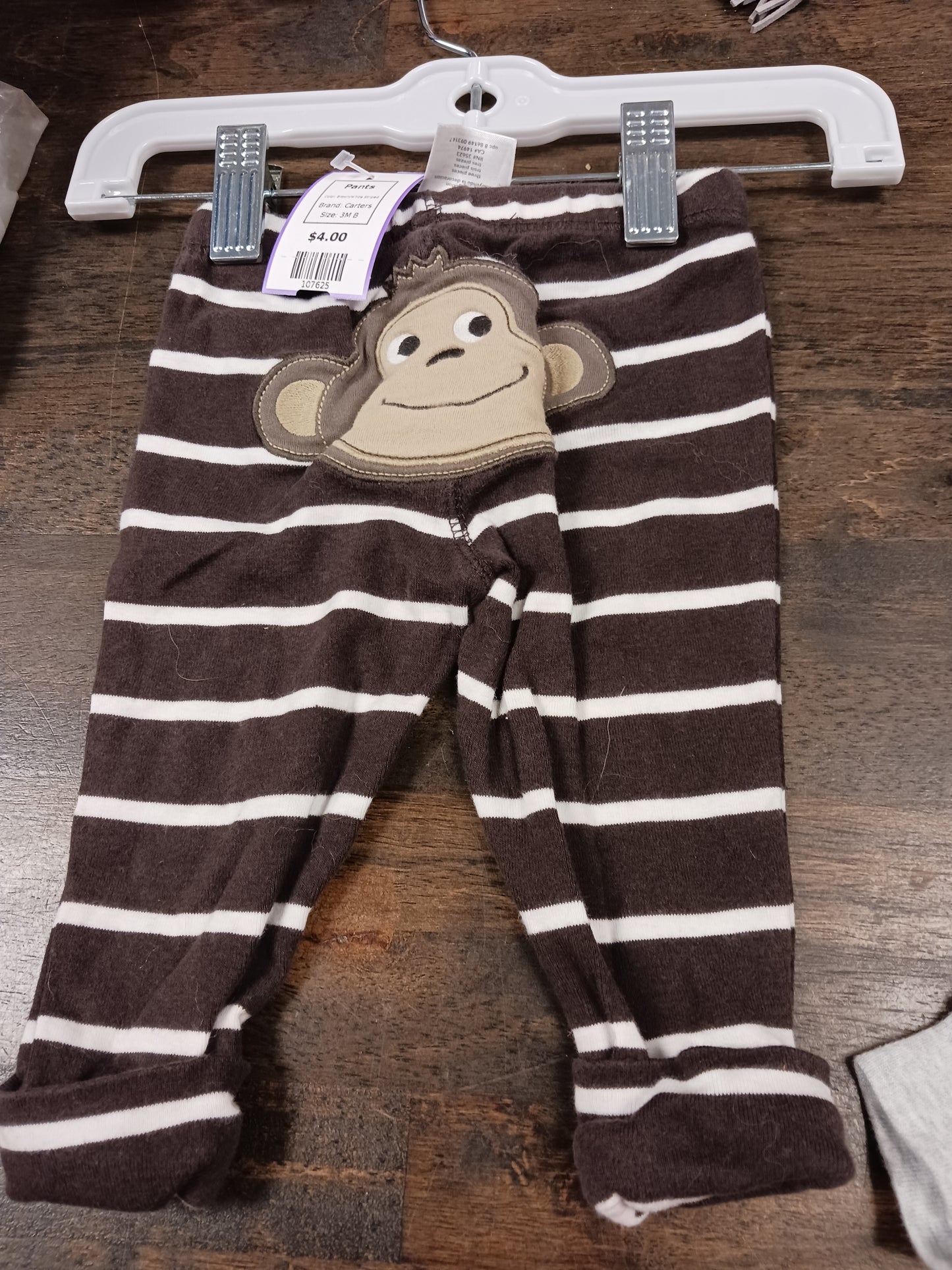 Brown/White Striped Carters Pants, 3M B
