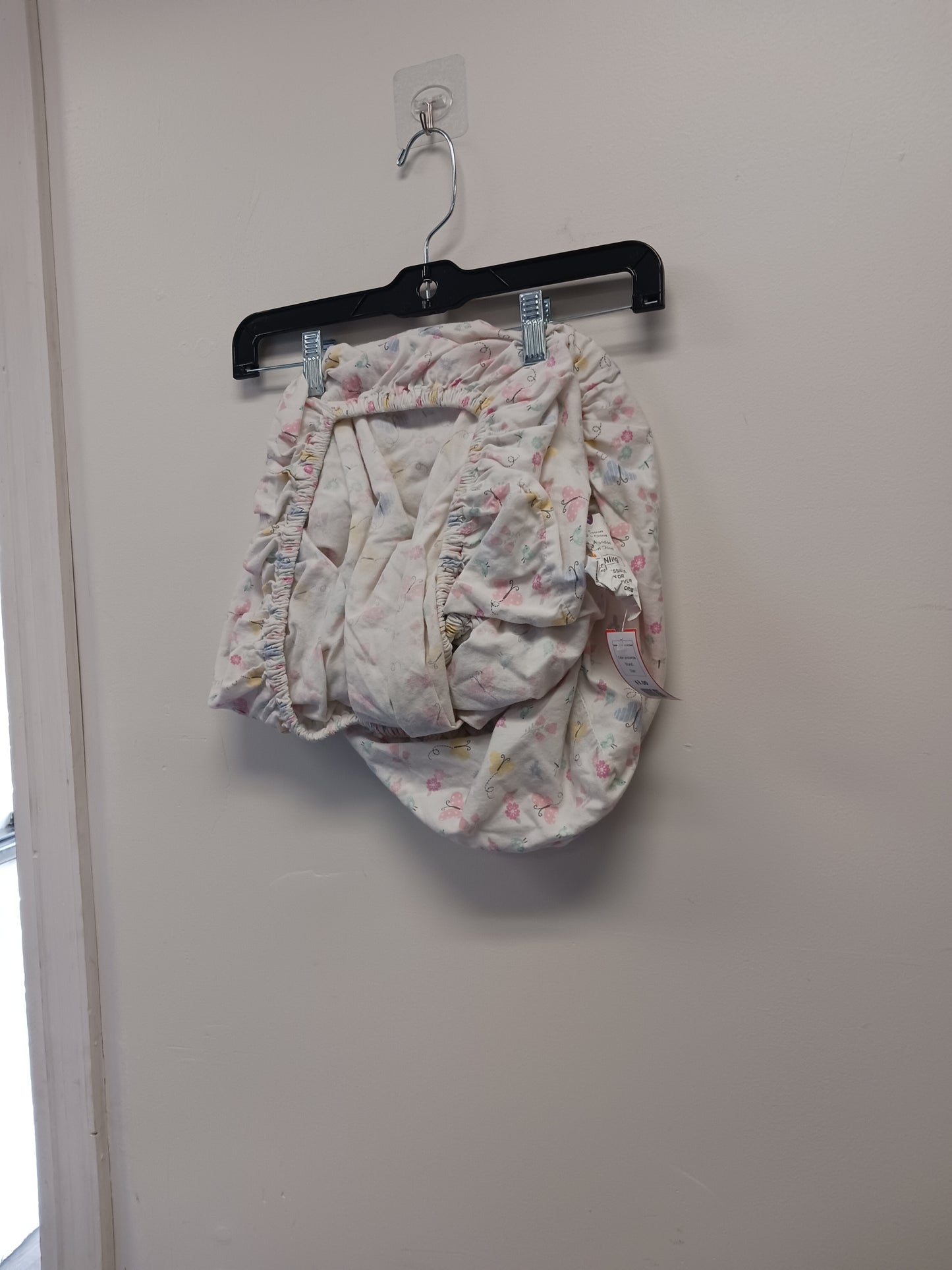 pink/white Butterfly & Flowers Crib Sheet