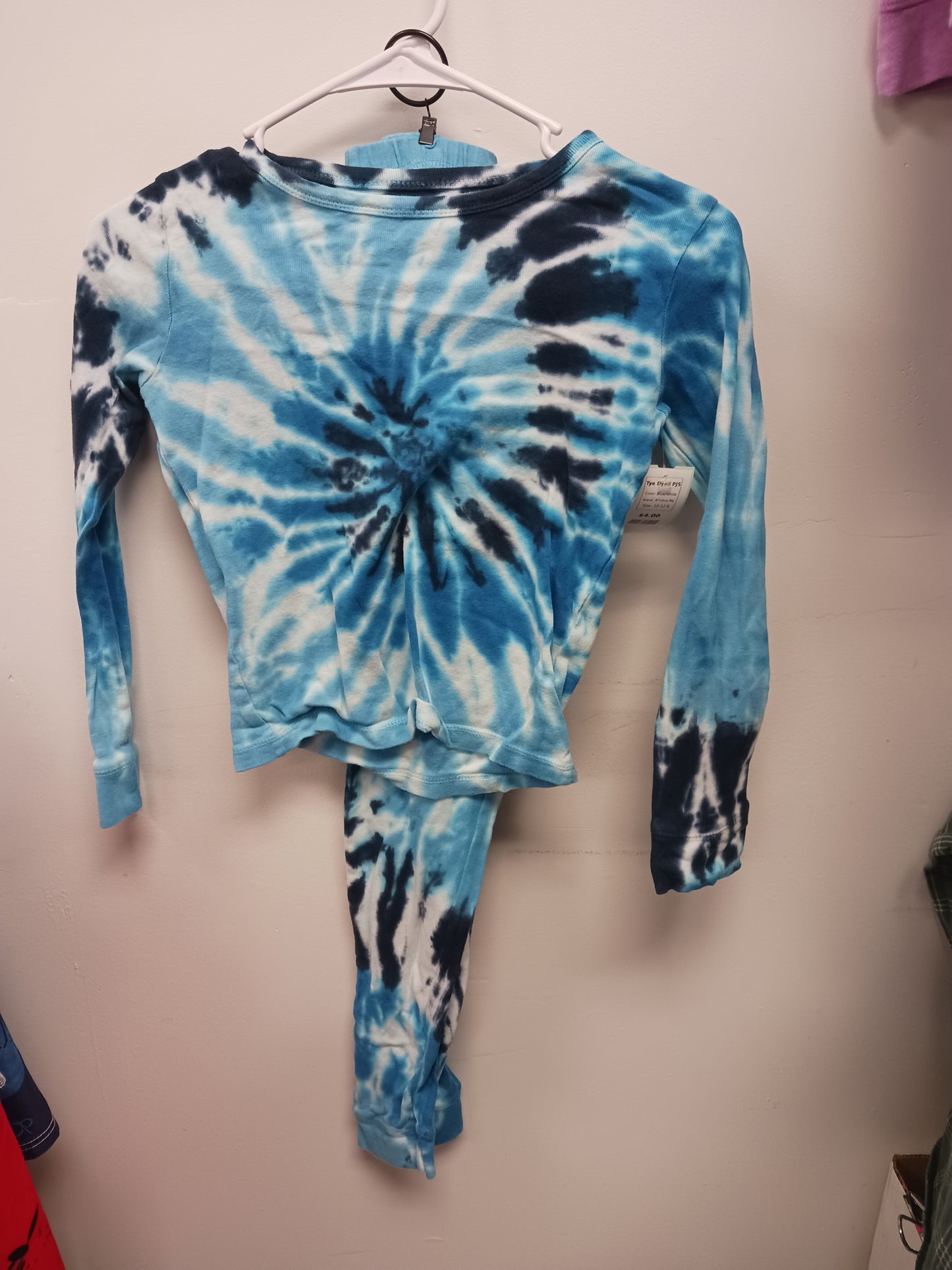 Blue/White #Follow Me Tye Dyed PJS, 10-12 B